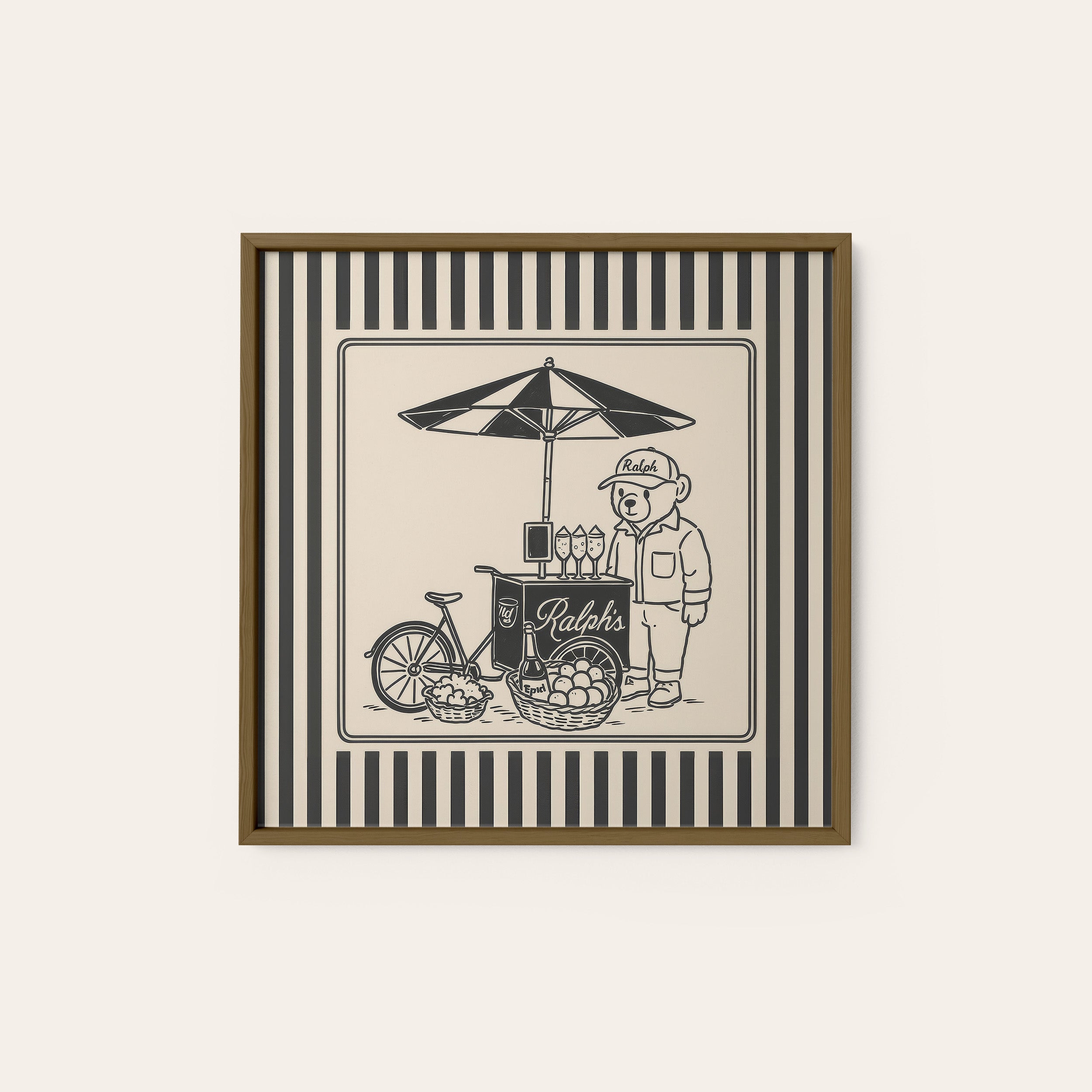 The Ice Cream Cart — Street Print – dark wood frame