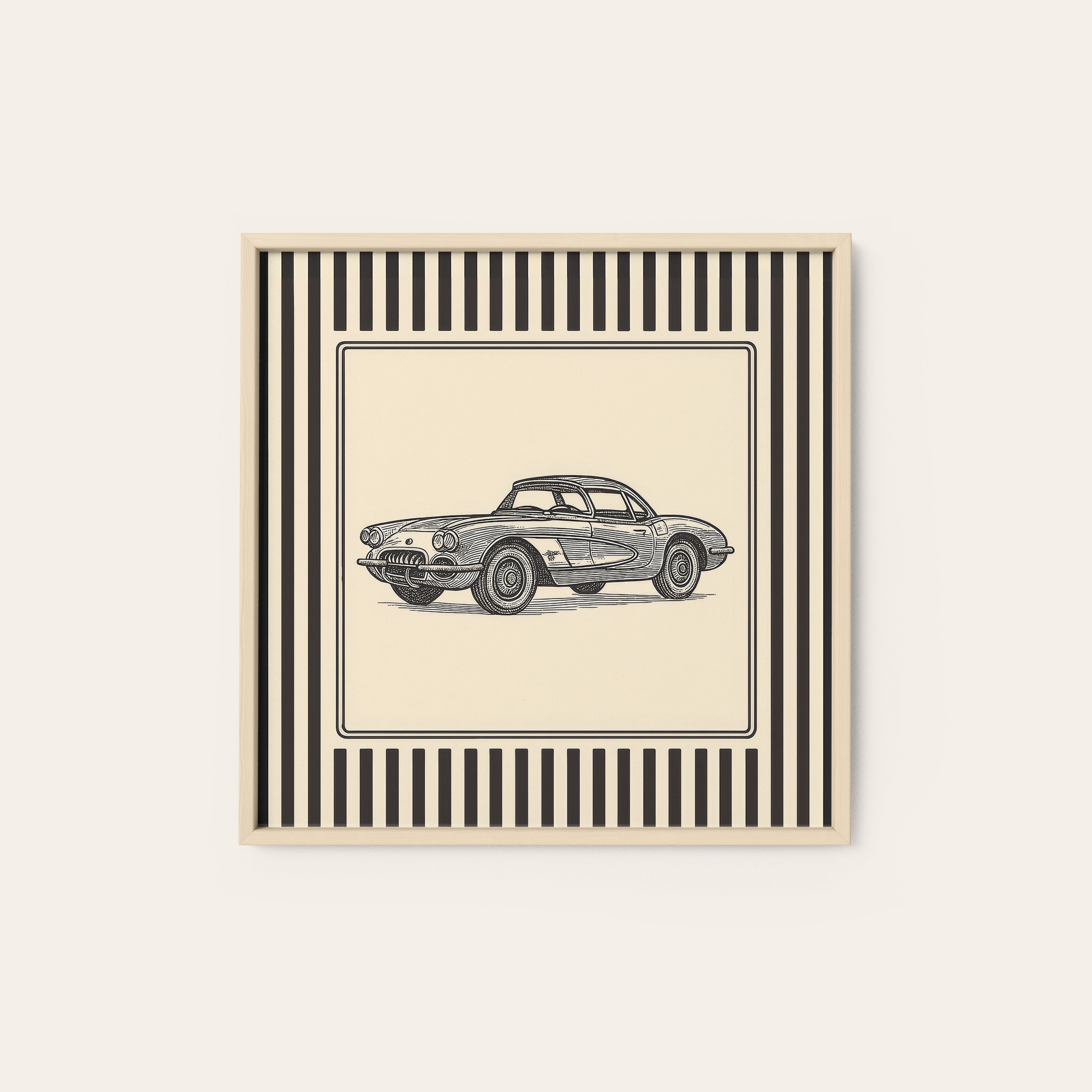 Sunday Driver — Classic Car Print – natural wood frame