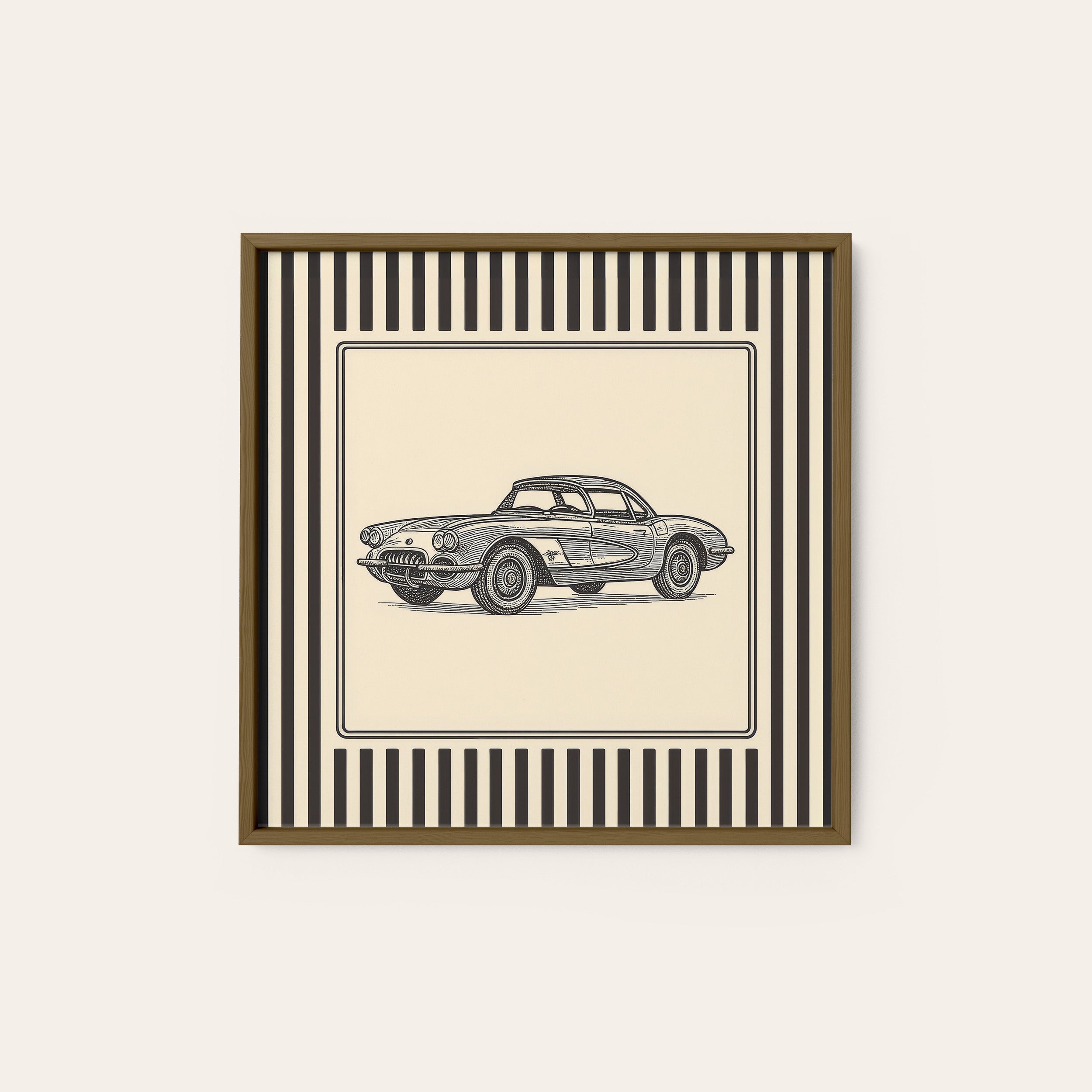 Sunday Driver — Classic Car Print – dark wood frame
