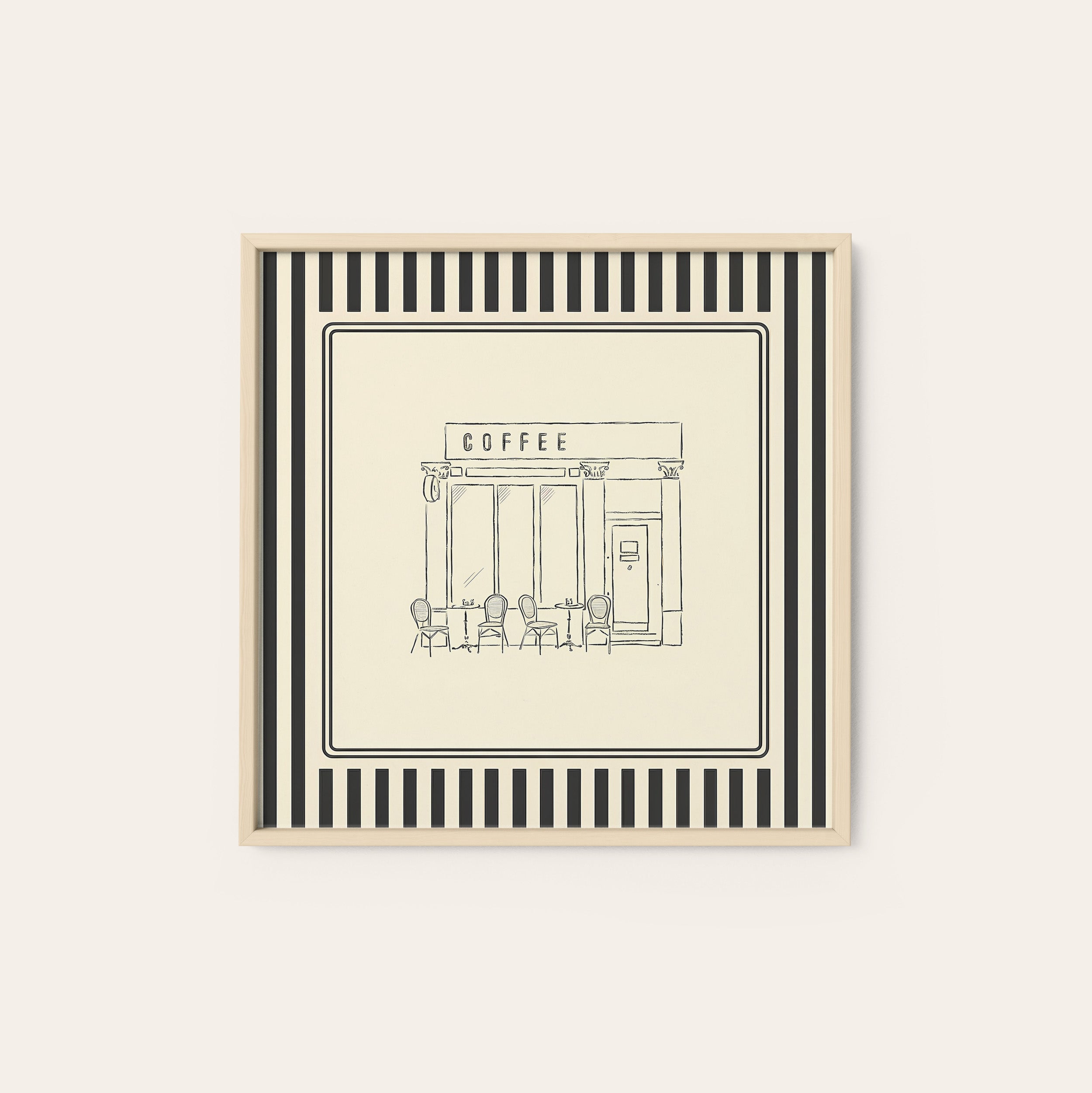 The Coffee House — Storefront Print – natural wood frame