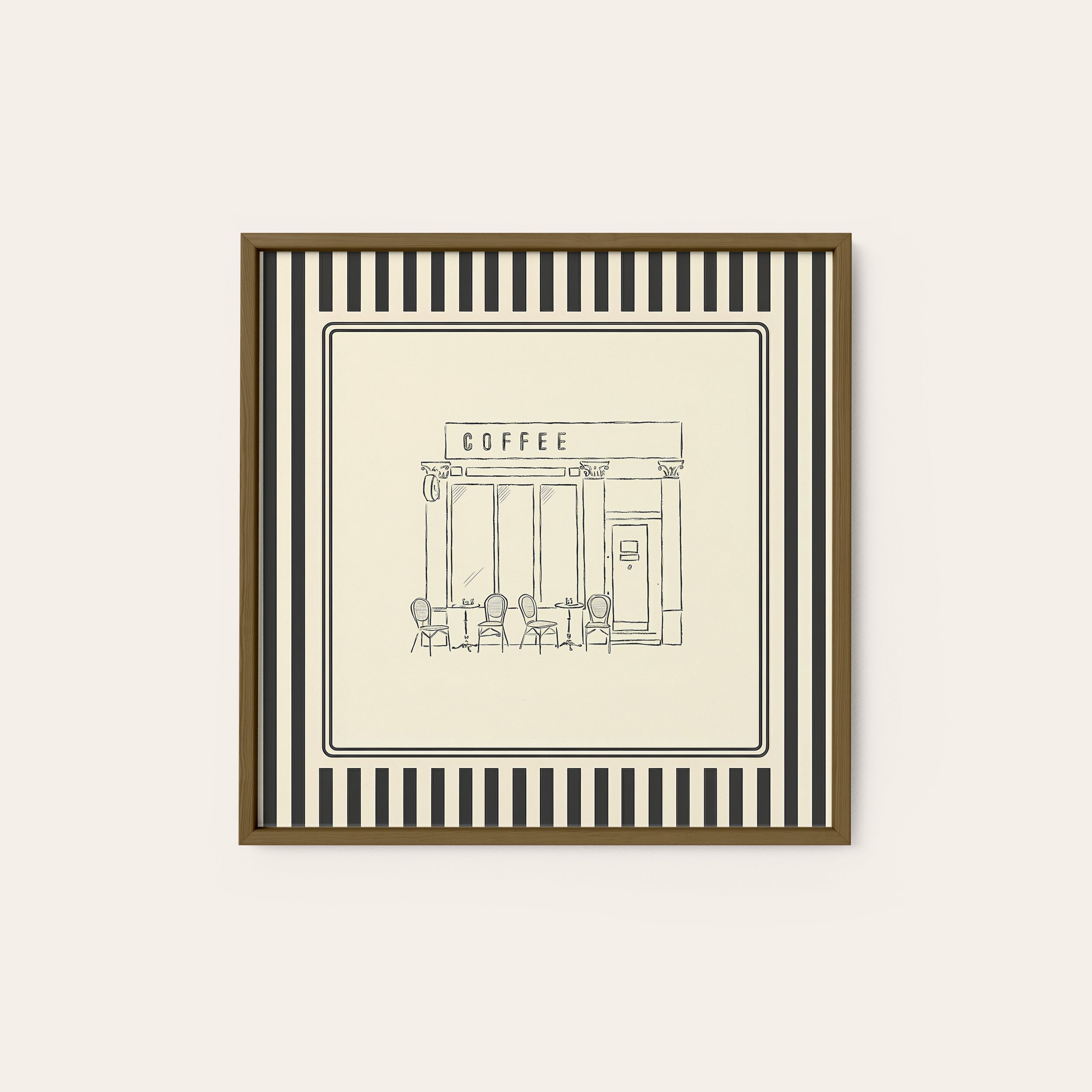 The Coffee House — Storefront Print – dark wood frame