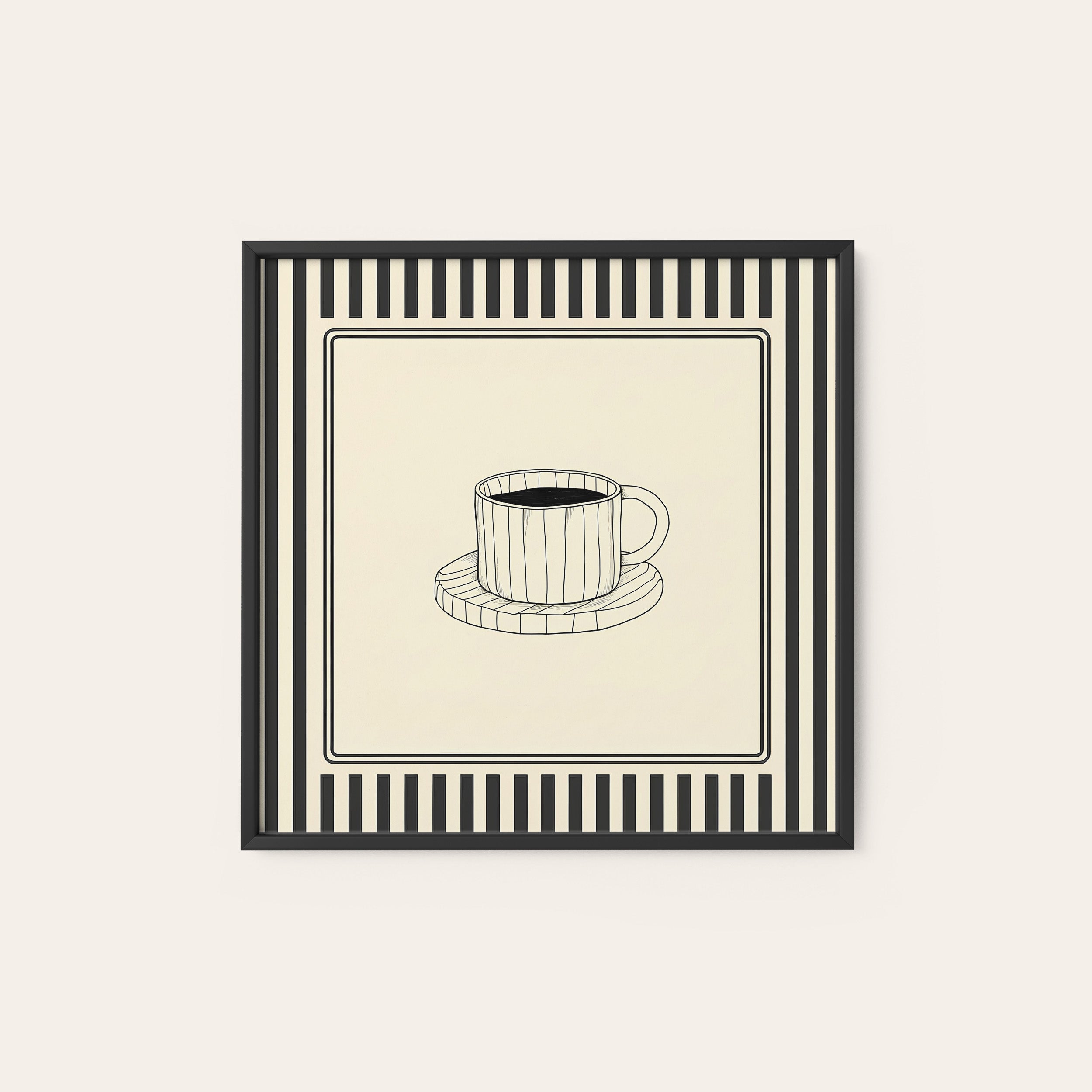 Morning Cup — Coffee Sketch Print – black frame