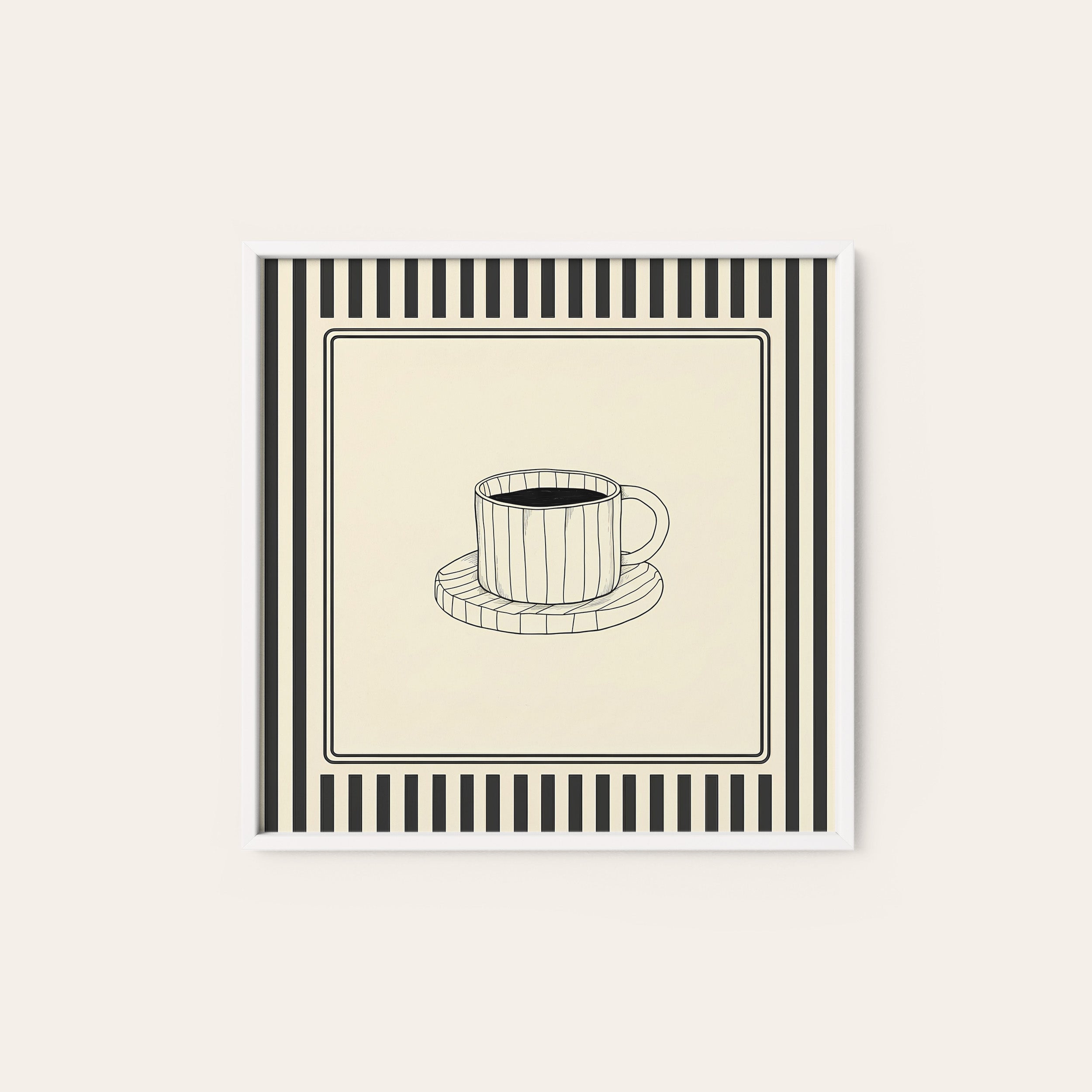 Morning Cup — Coffee Sketch Print – white frame
