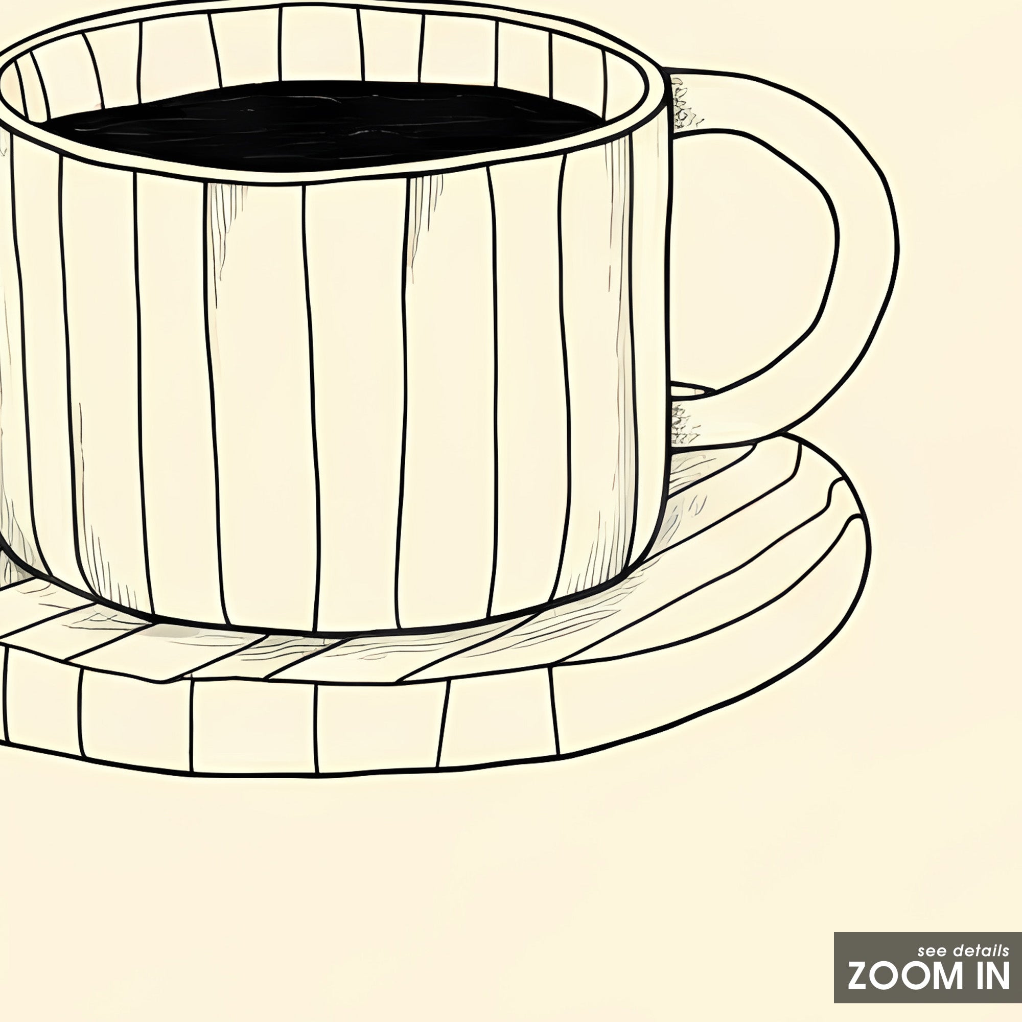 Morning Cup — Coffee Sketch Print – detail closeup