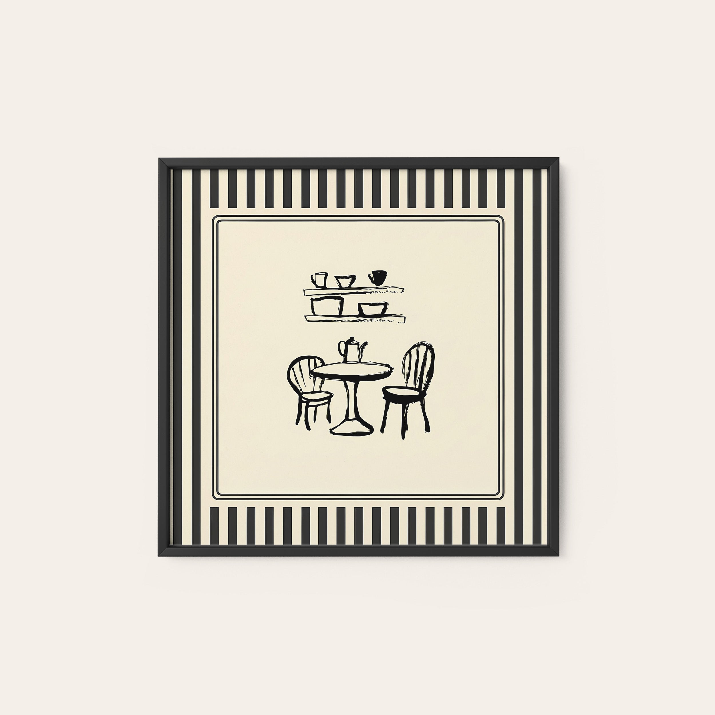 Table for Two — Café Sketch Print – black frame
