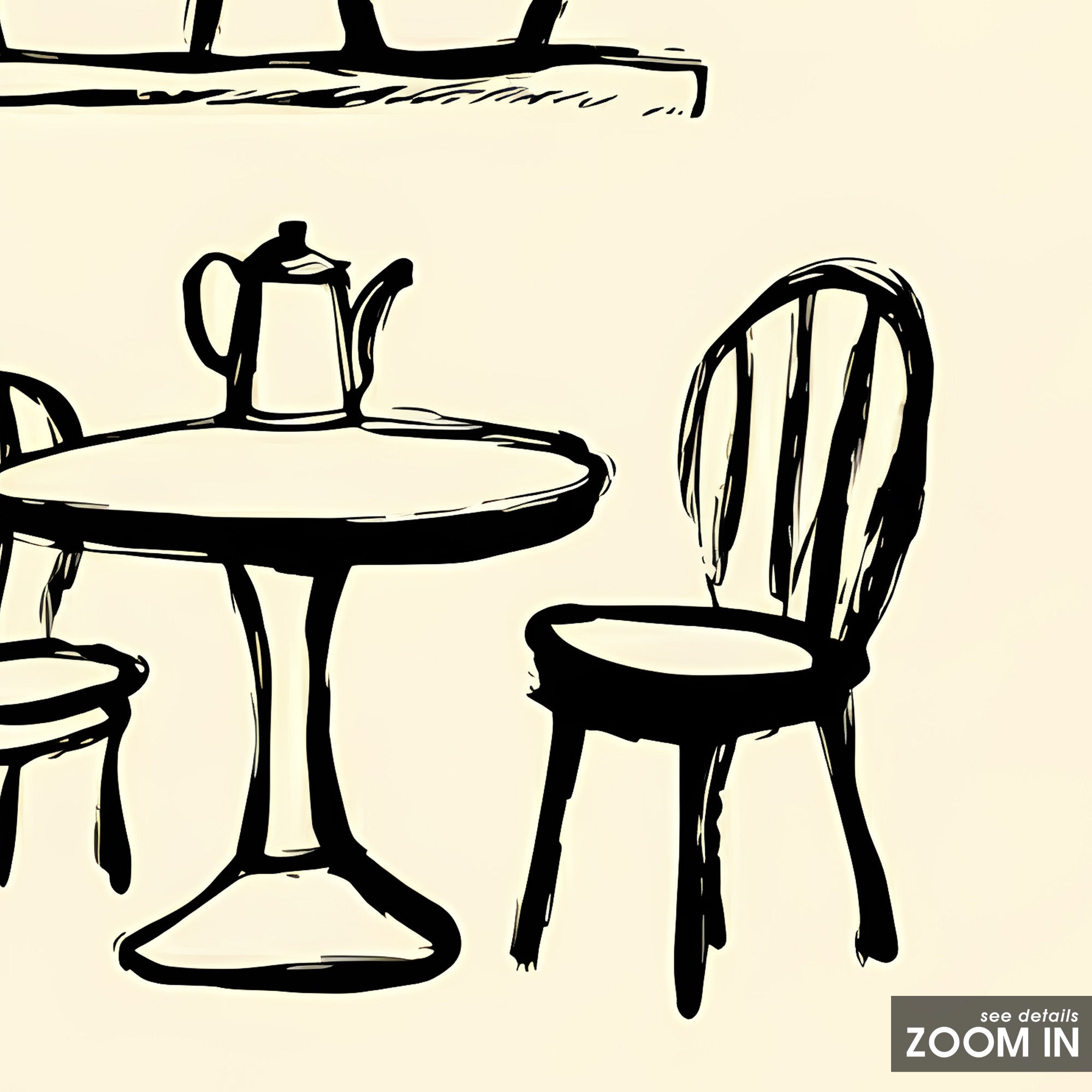 Table for Two — Café Sketch Print – detail closeup