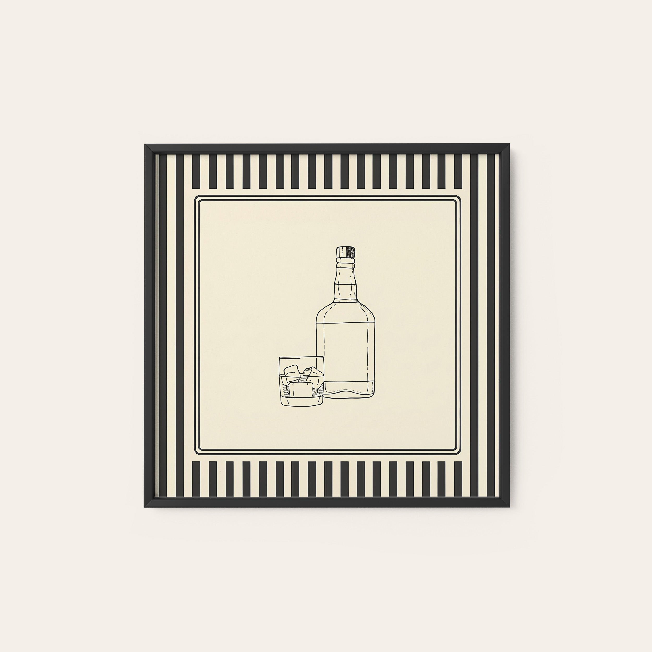 Neat Pour — Whiskey Sketch Print – black frame