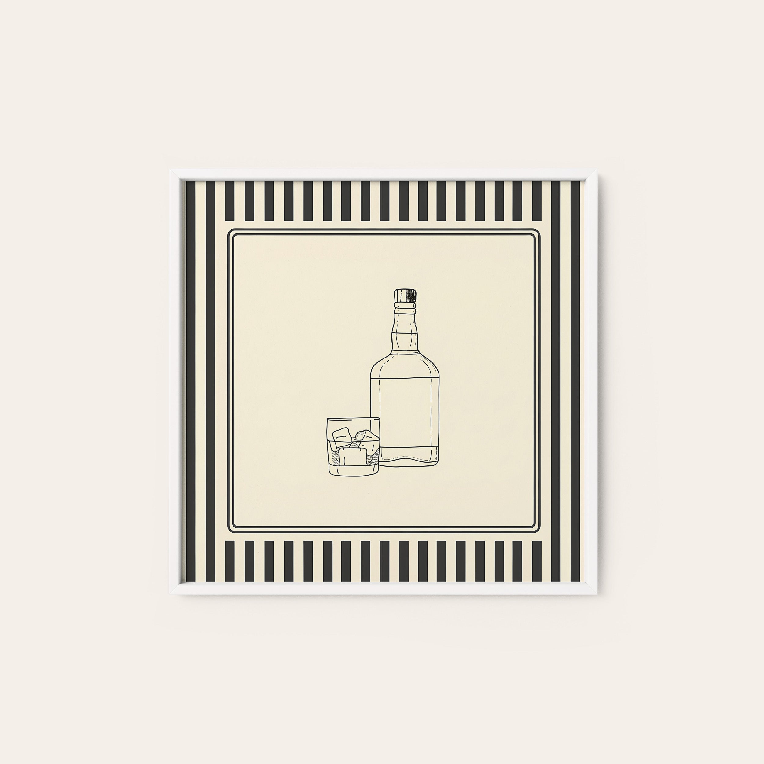 Neat Pour — Whiskey Sketch Print – white frame