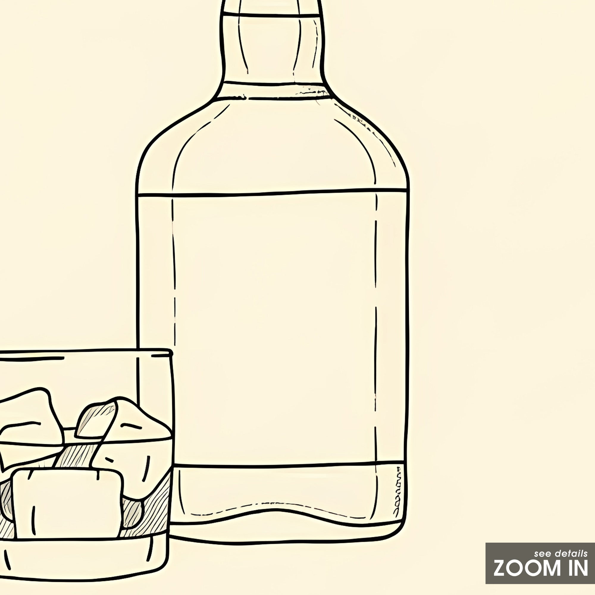 Neat Pour — Whiskey Sketch Print – detail closeup