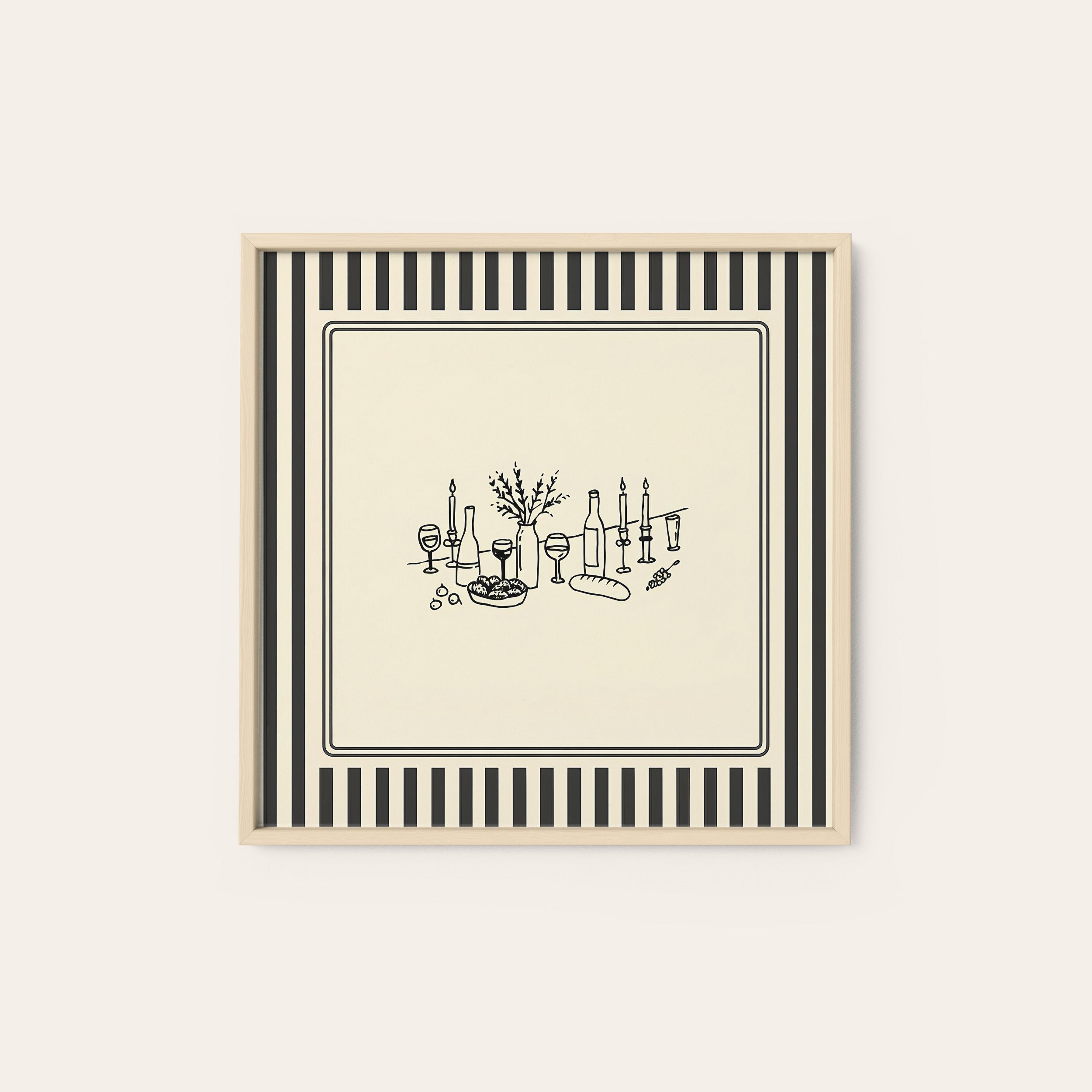 The Bar Kit — Tools Sketch Print – natural wood frame