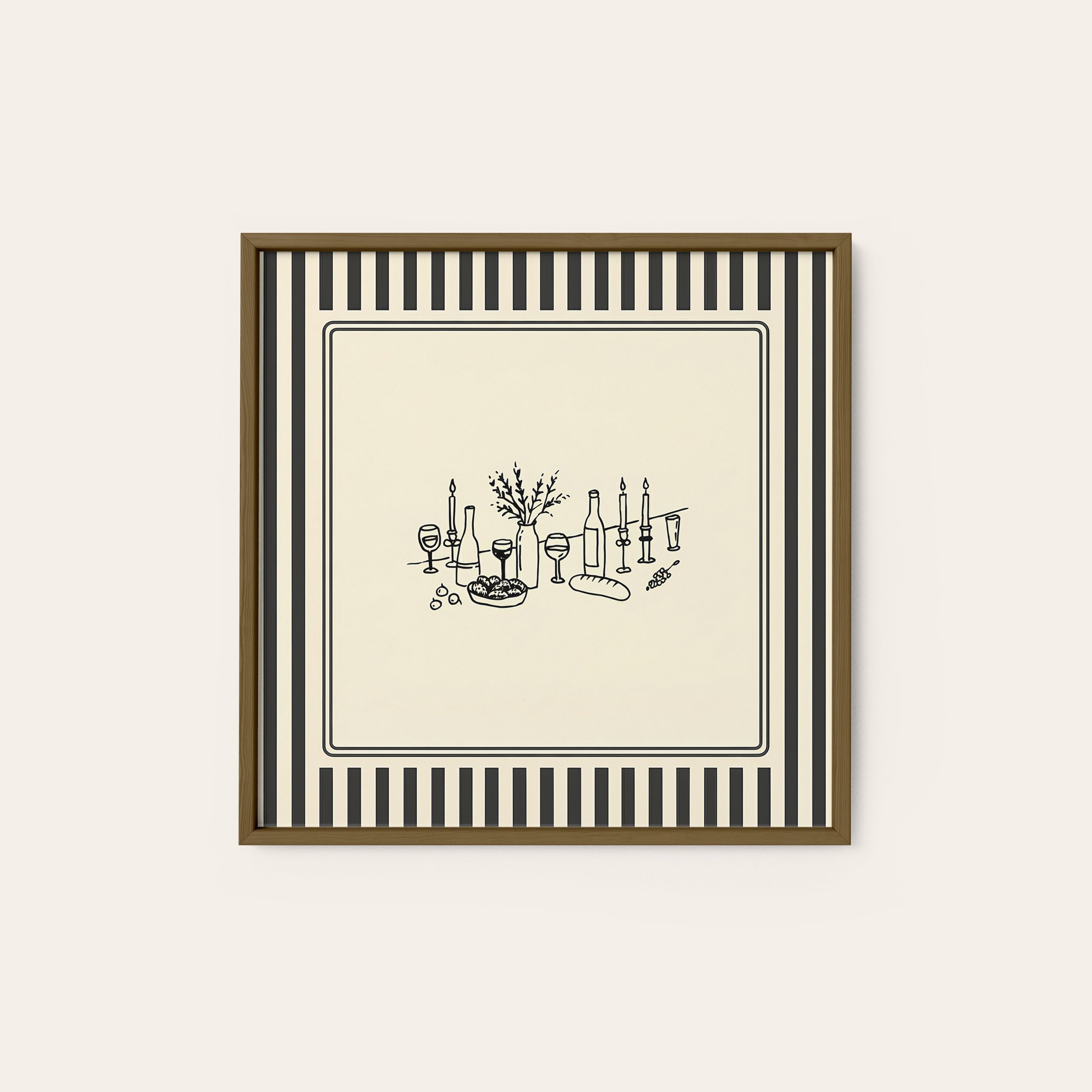The Bar Kit — Tools Sketch Print – dark wood frame