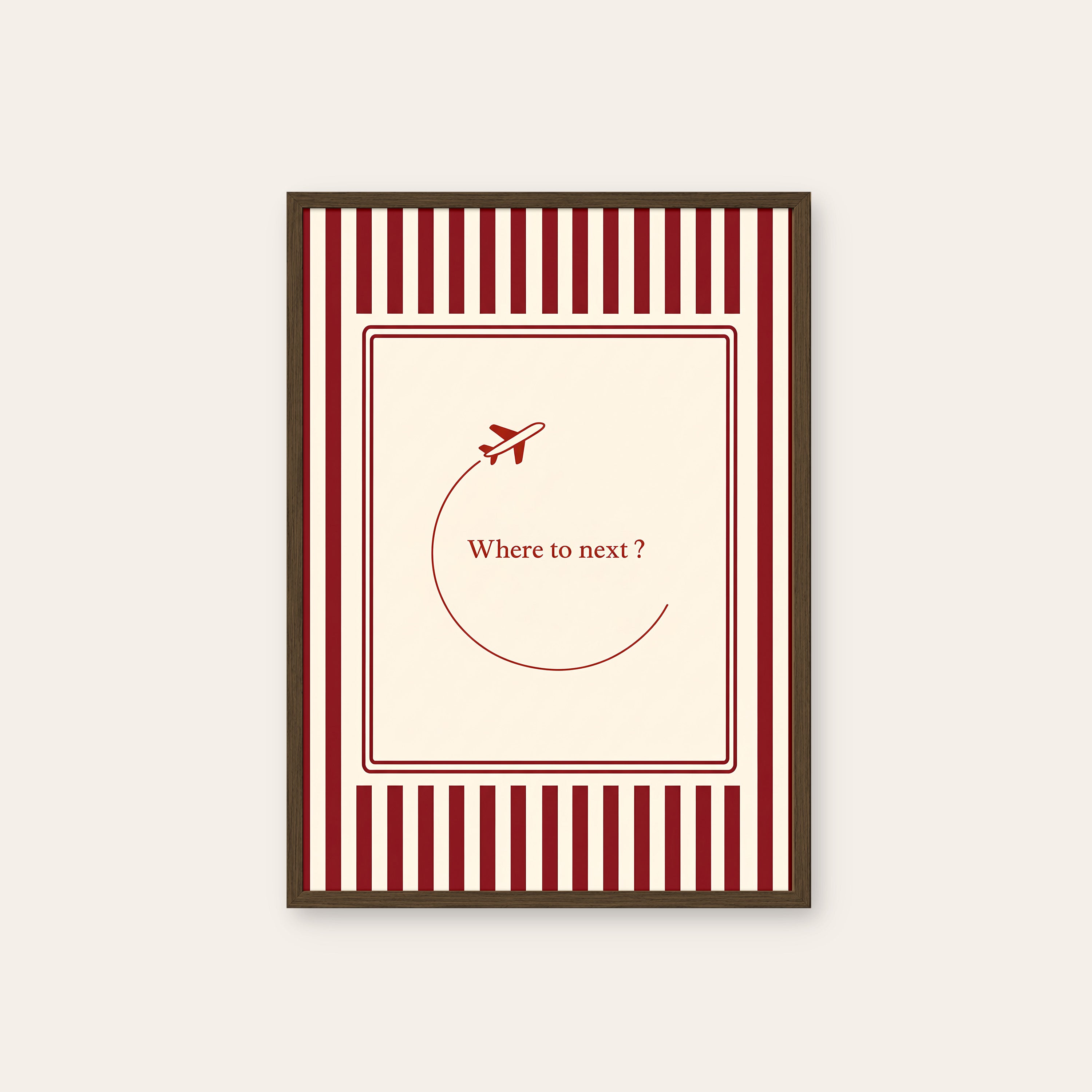 Where to Next? — Travel Note Print – dark wood frame