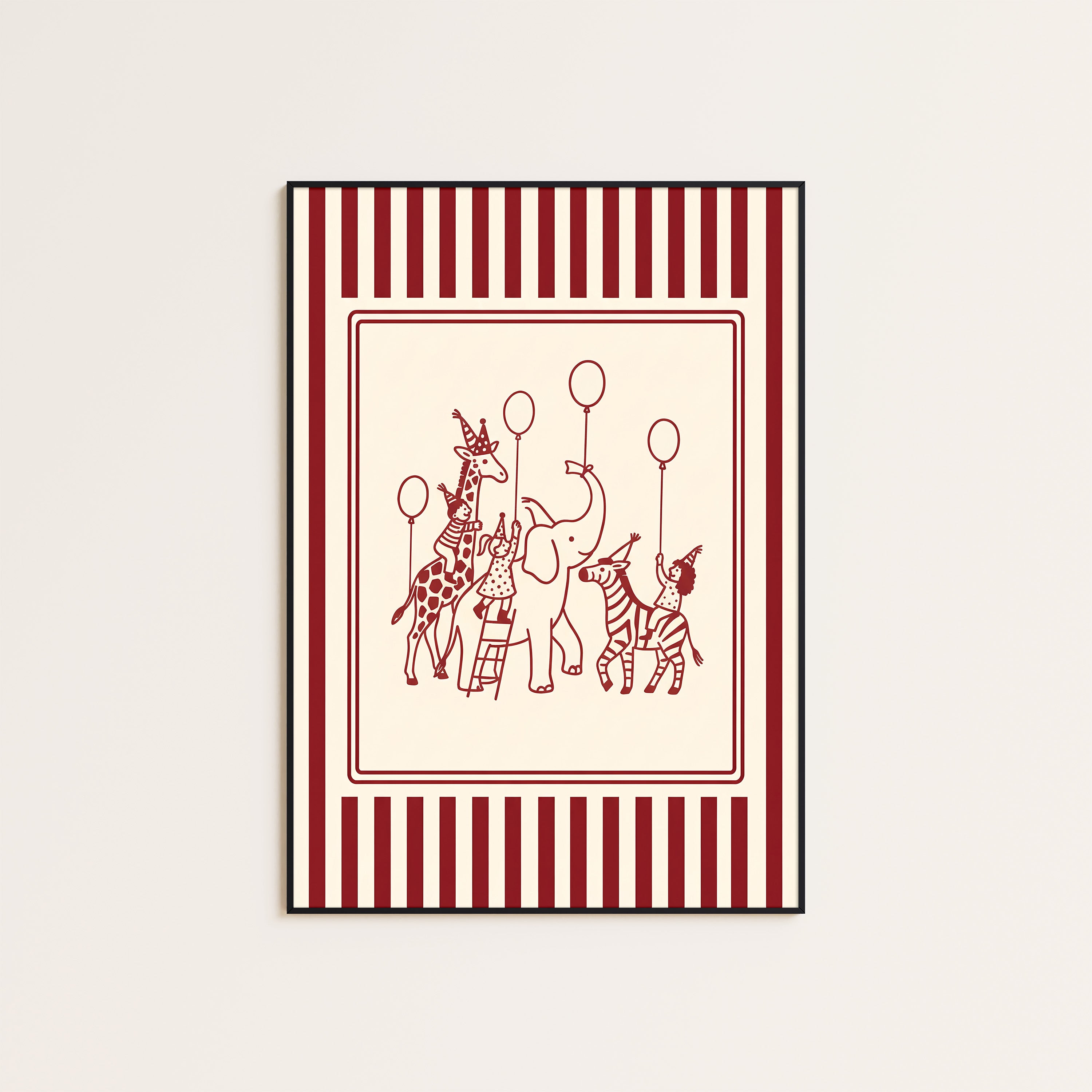 Balloon Parade — Nursery Stripe Print – unframed poster