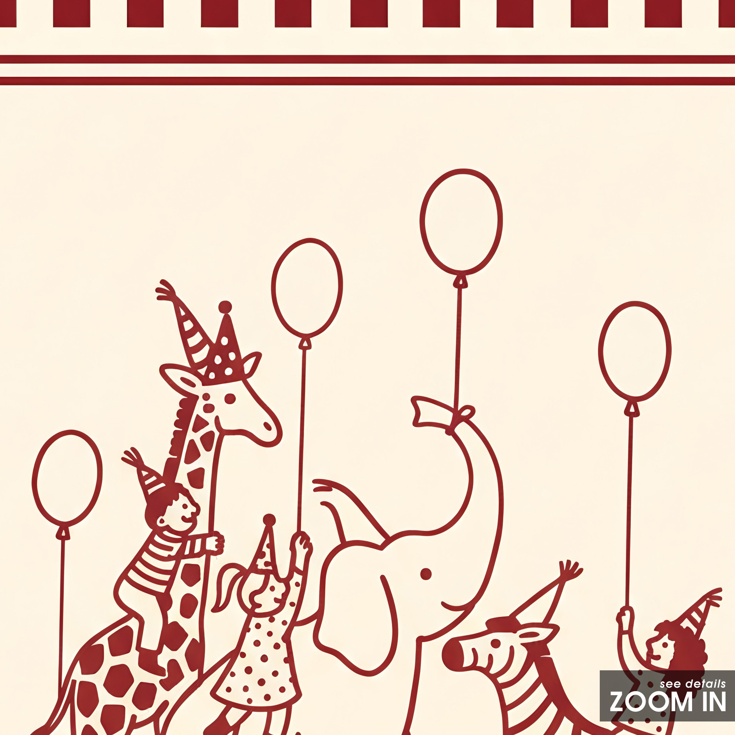 Balloon Parade — Nursery Stripe Print – in room setting