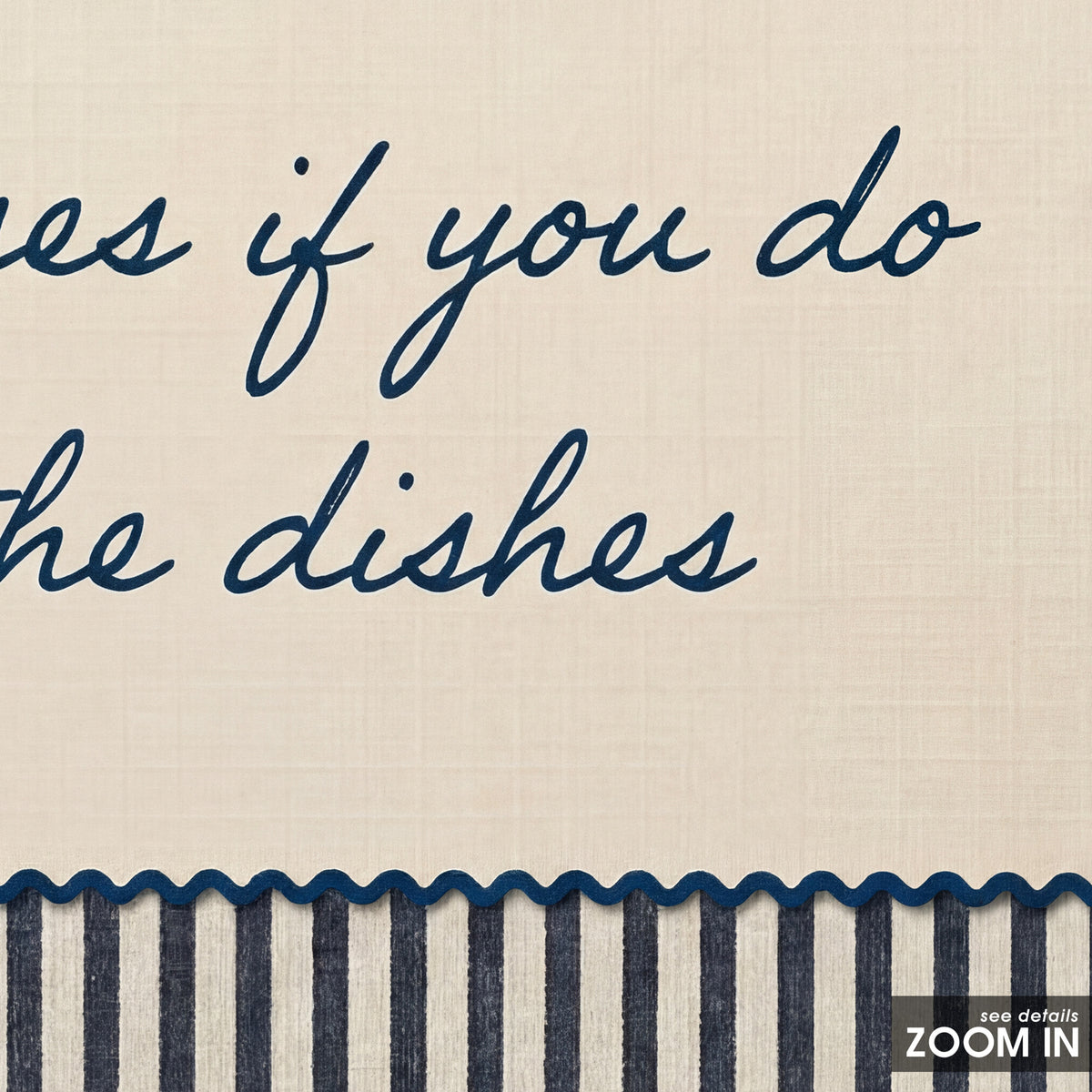 Kisses for Dishes - Navy Scallop Print - artwork detail close-up