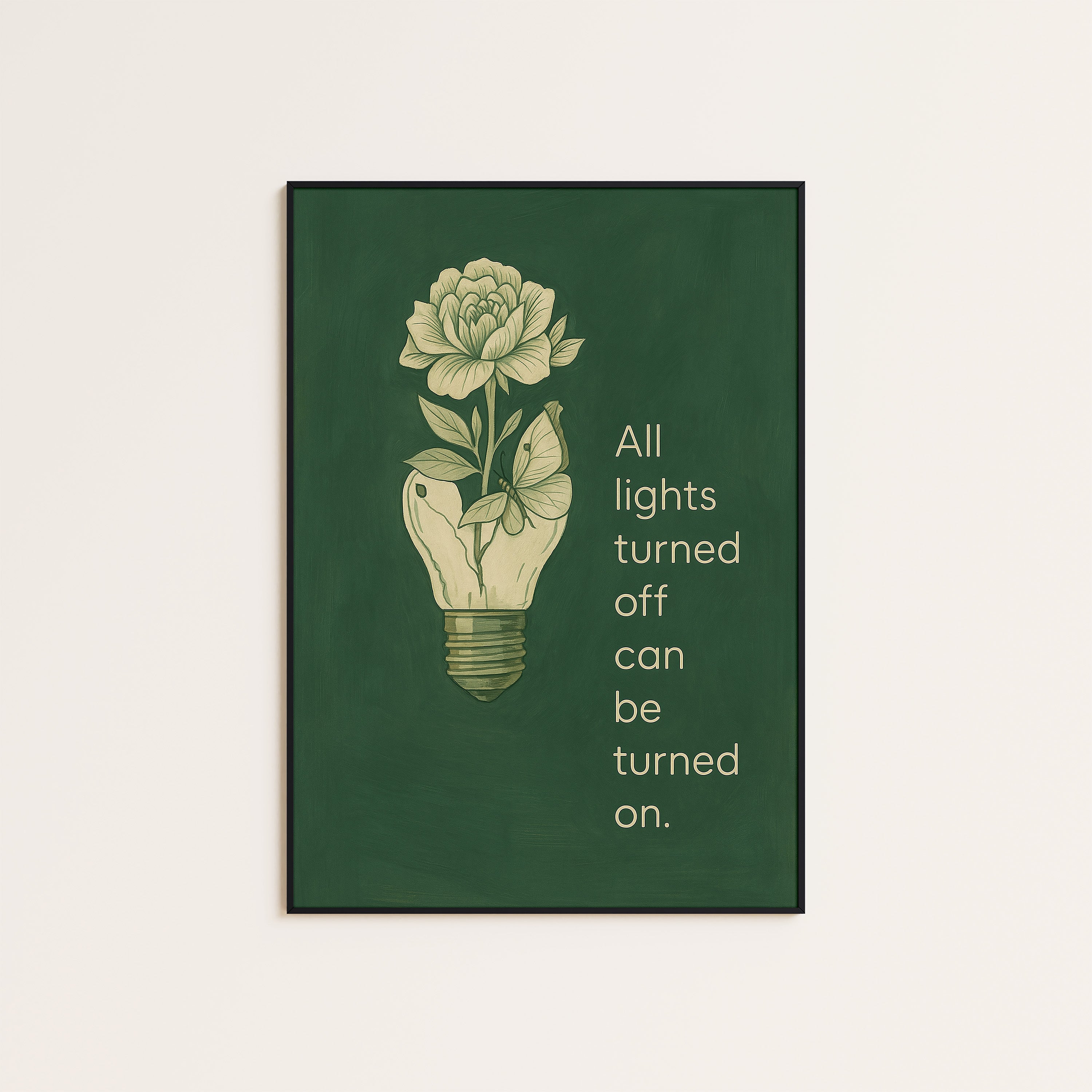 Lights Back On — Lightbulb Rose Print – unframed poster