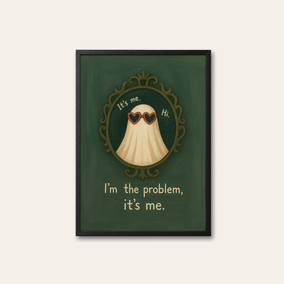 It's Me, Hi - Ghost Mirror Print - black frame