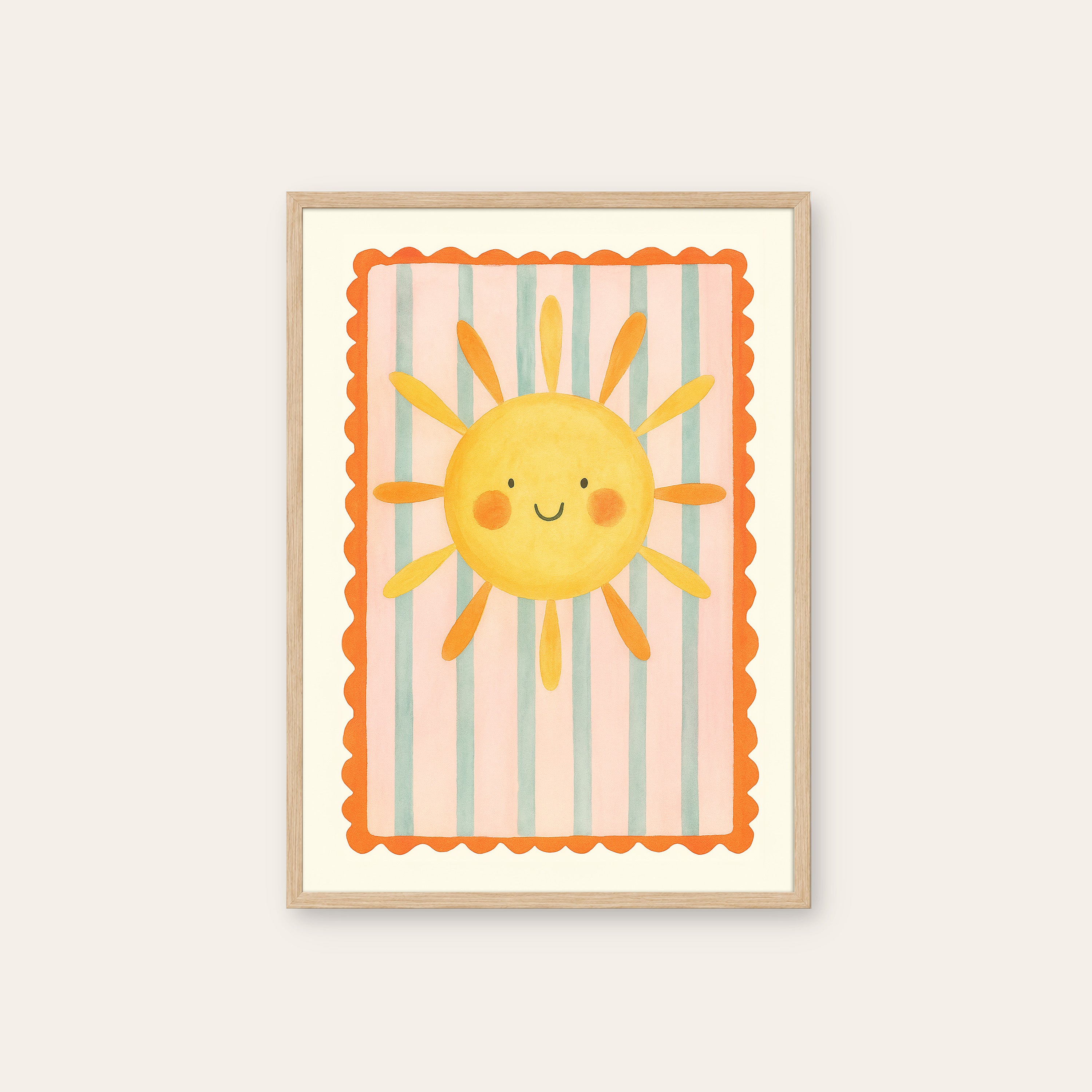 Little Sunshine — Kids Art Print – natural wood frame
