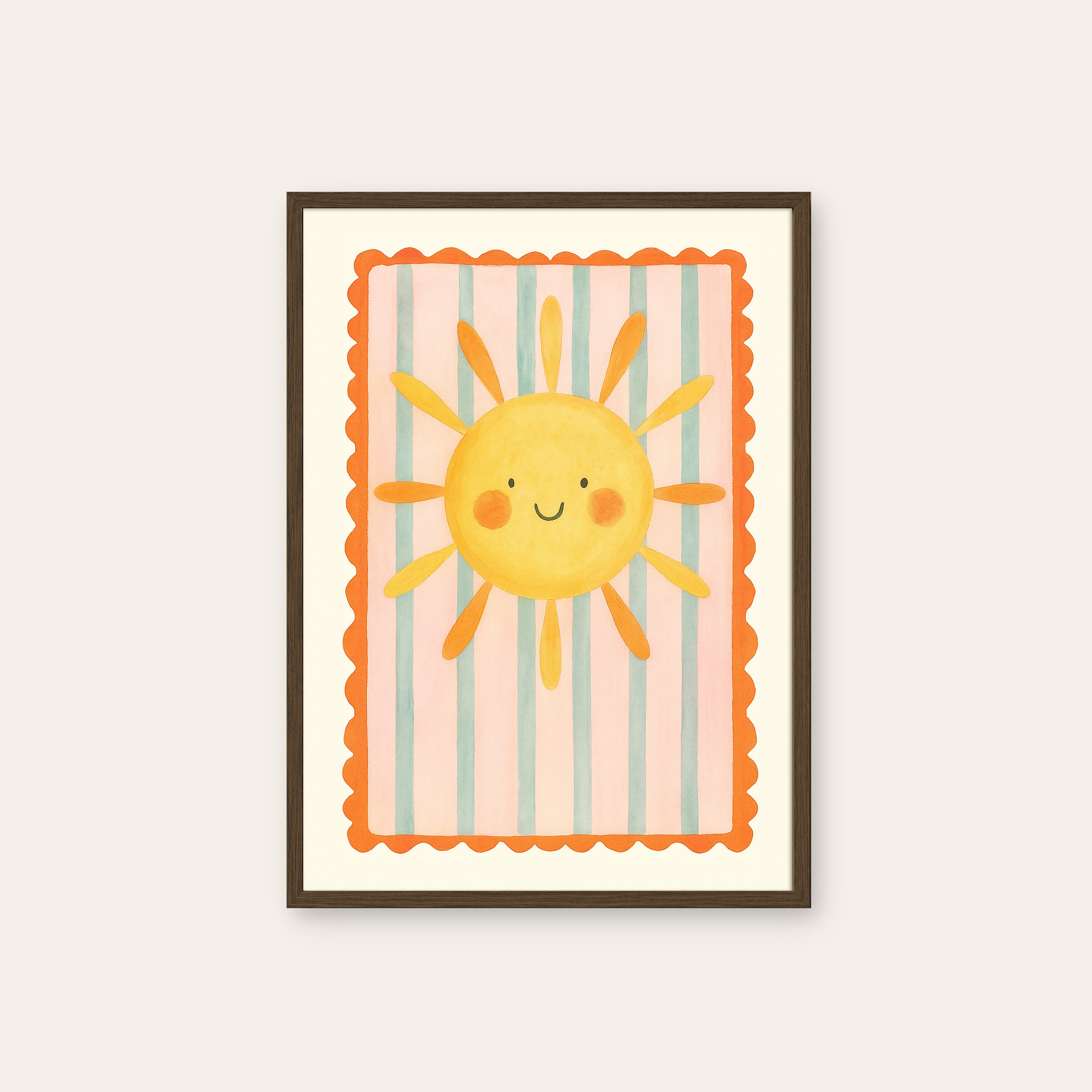 Little Sunshine — Kids Art Print – dark wood frame