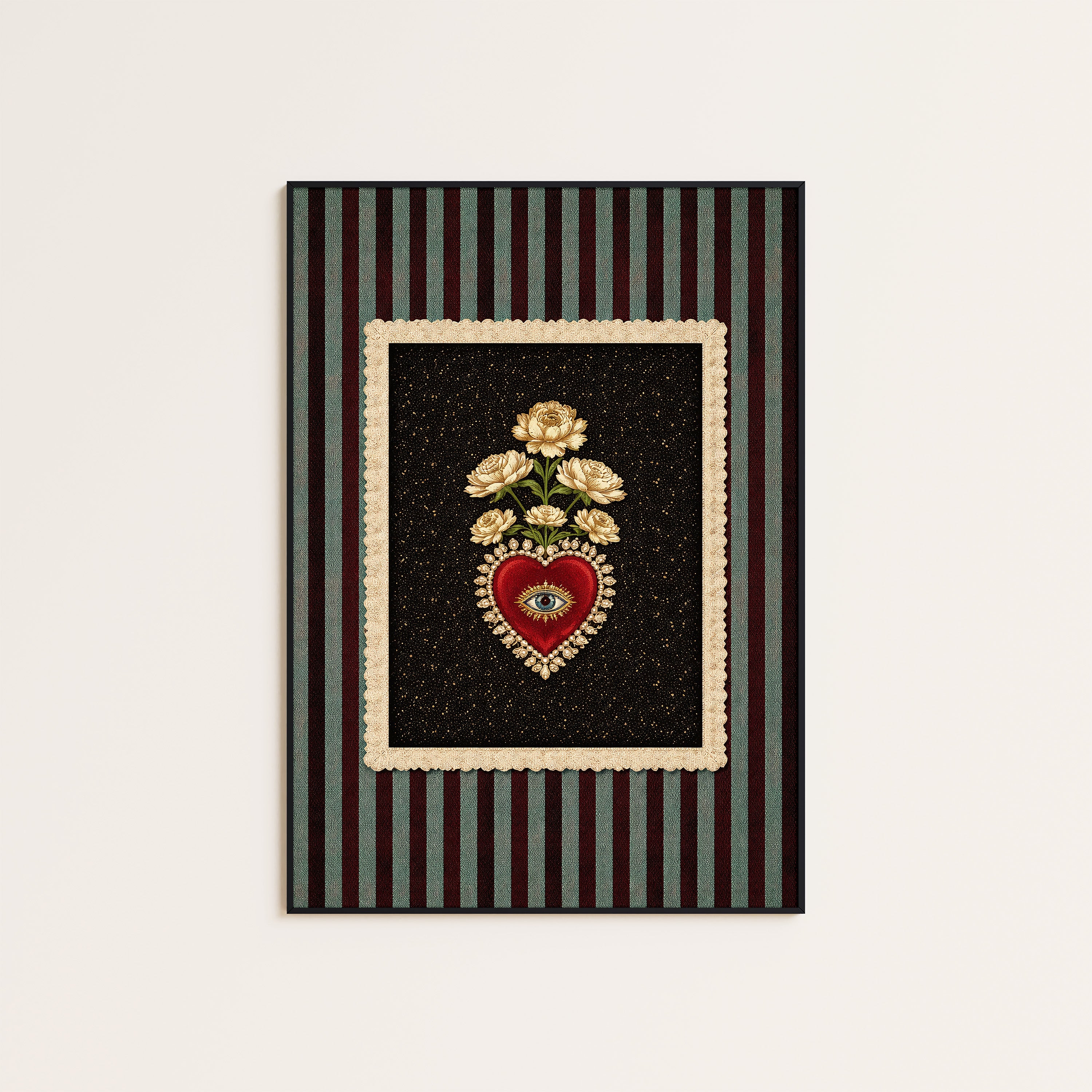 Sacred Heart Patch — Embroidered Print – unframed poster