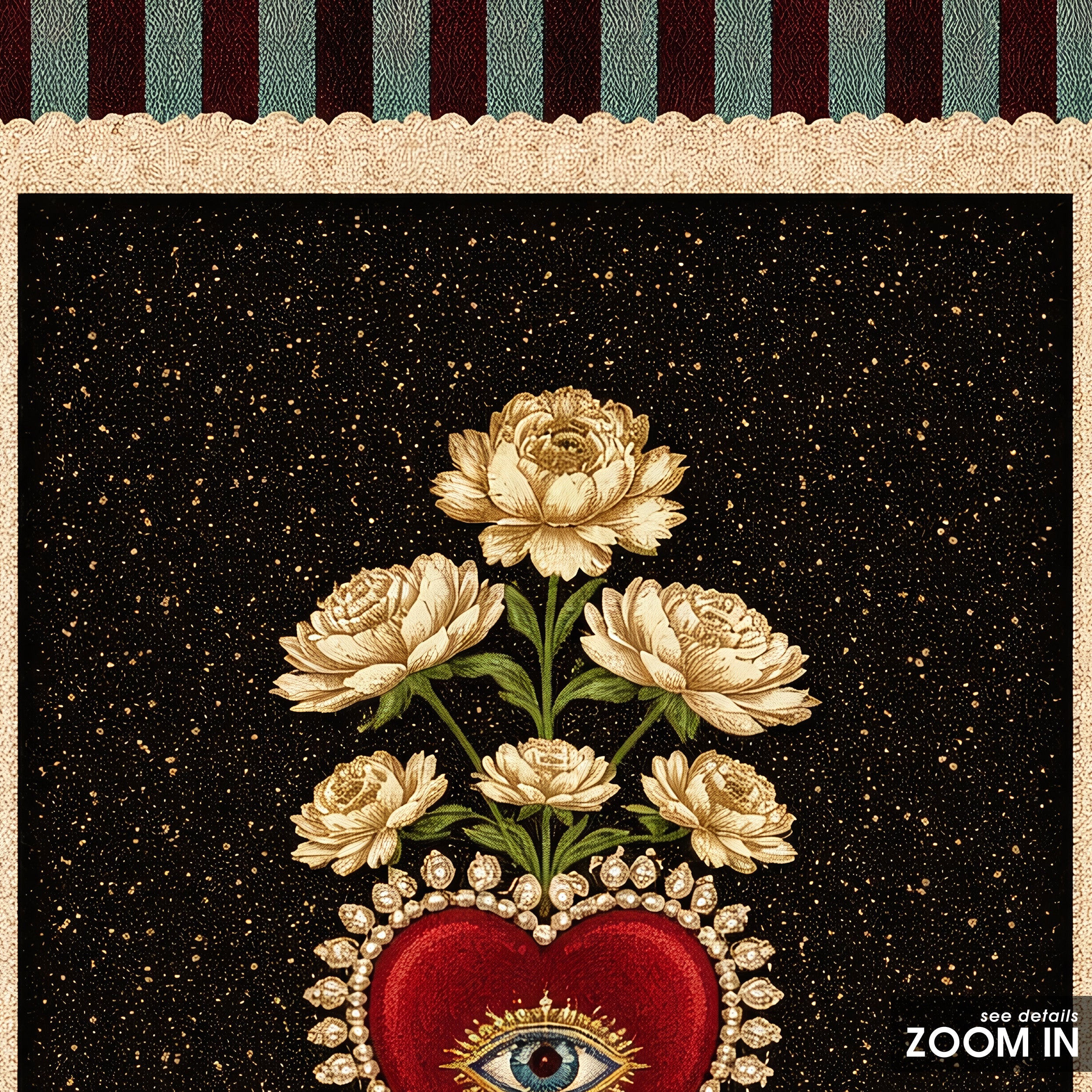 Sacred Heart Patch — Embroidered Print – in room setting