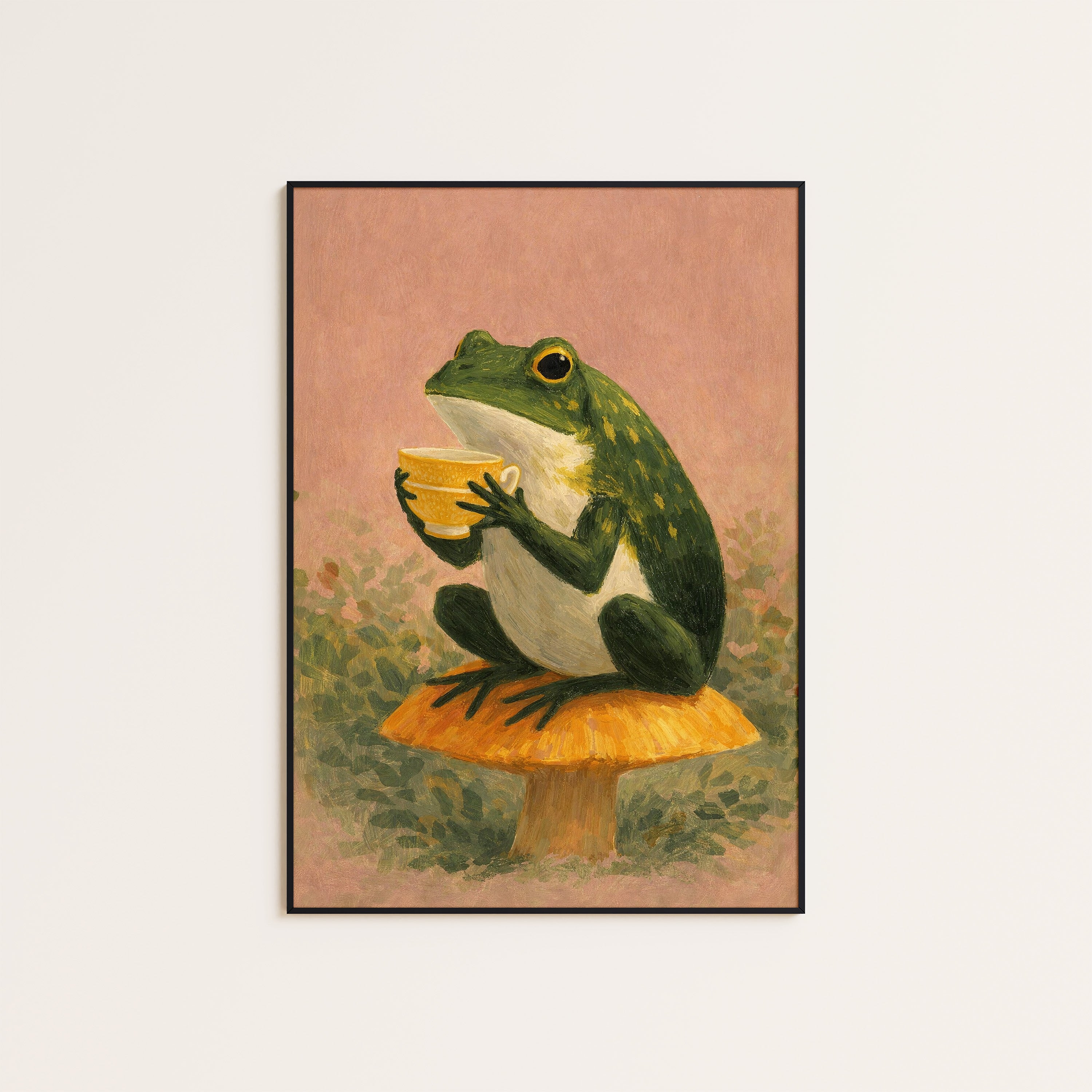 Tea on the Toadstool — Frog Print – unframed poster