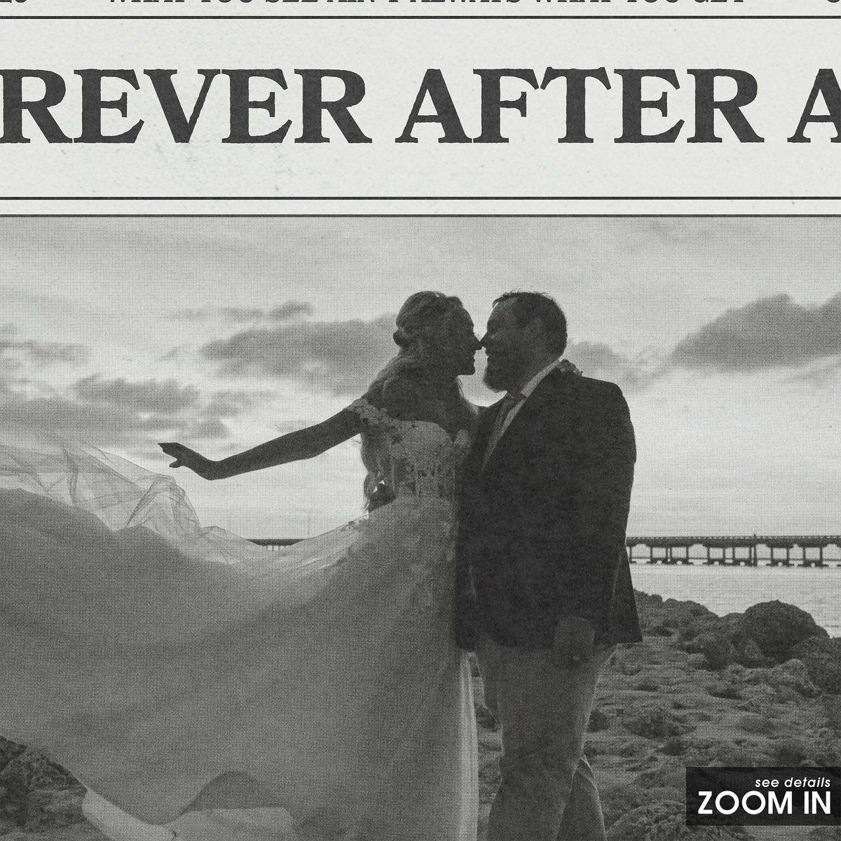Luke Combs Forever After All newspaper poster, Wedding — close-up detail