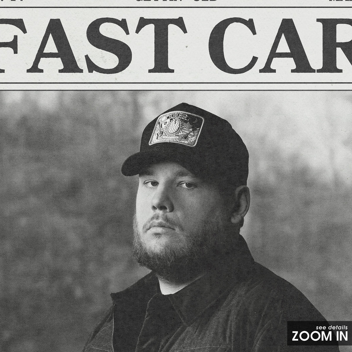 Luke Combs Fast Car newspaper poster — close-up detail