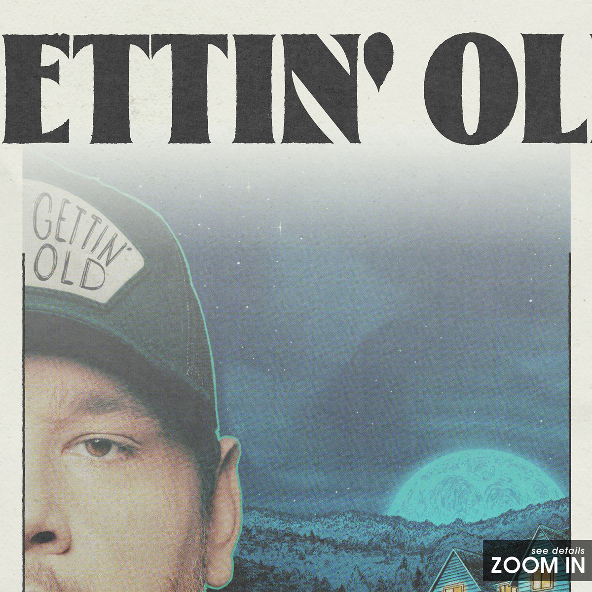 Luke Combs Gettin' Old newspaper poster — close-up detail