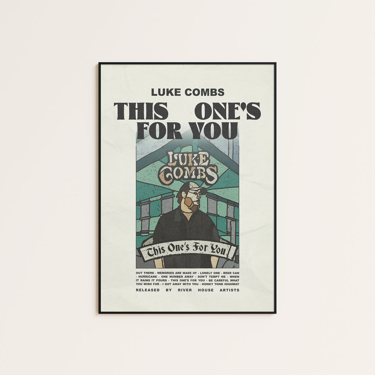 Luke Combs This One's for You newspaper poster — black frame display