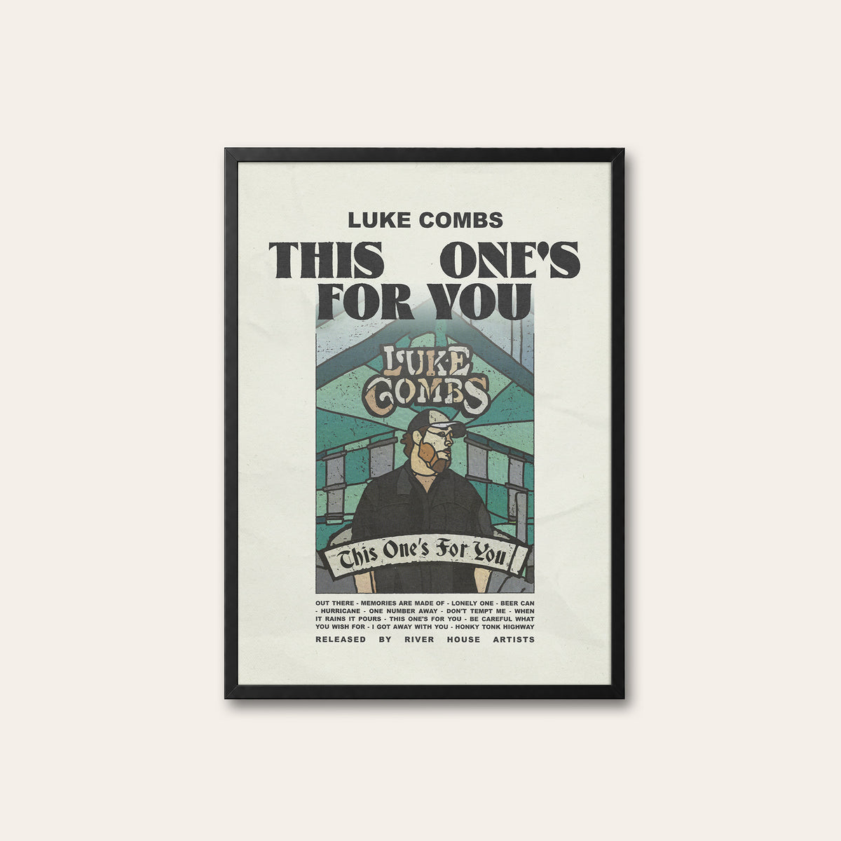 Luke Combs This One's for You newspaper poster — black frame