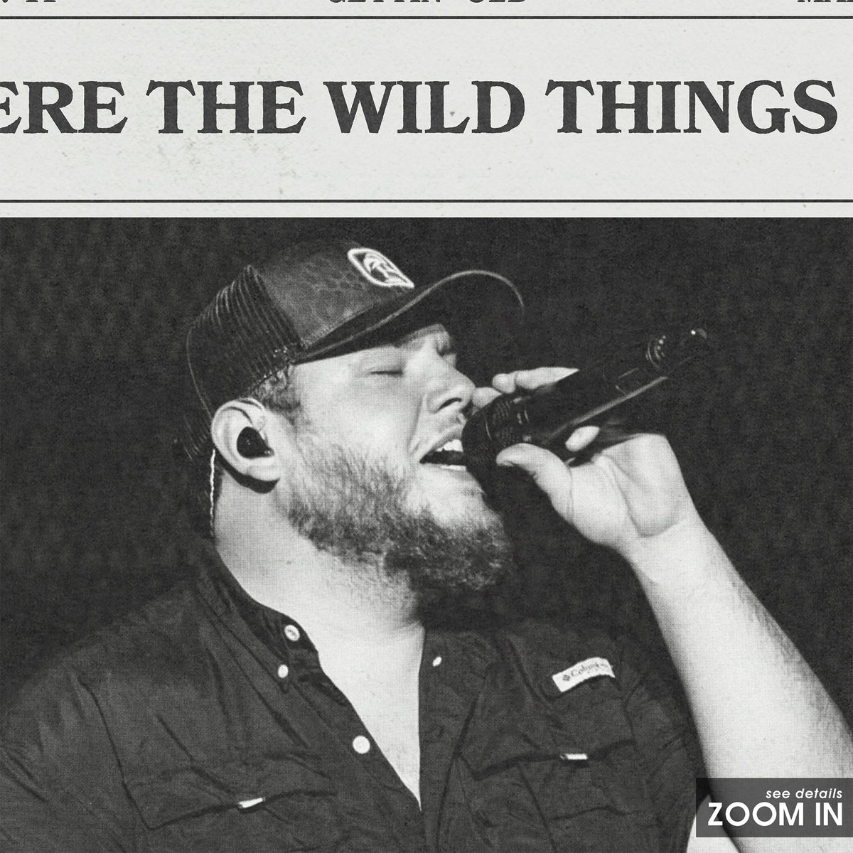 Luke Combs Where the Wild Things Are newspaper poster — close-up detail