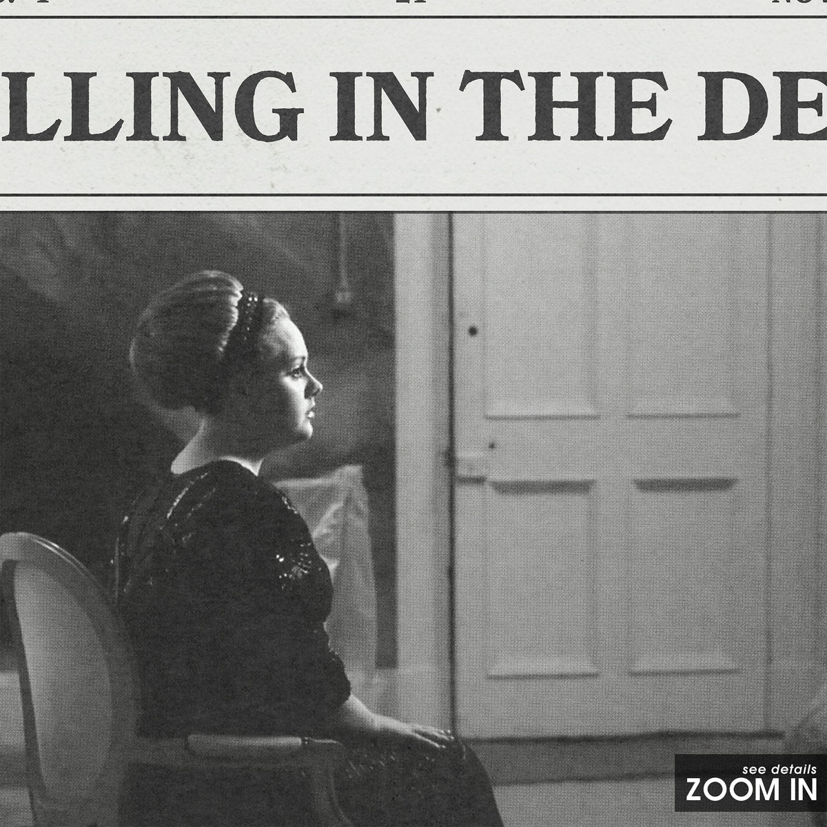 Adele Rolling in the Deep newspaper poster — close-up detail