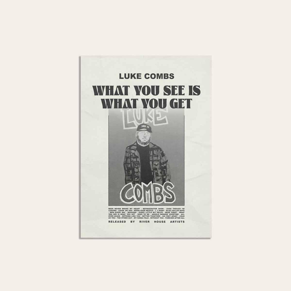 Luke Combs What You See Is What You Get newspaper poster — unframed print