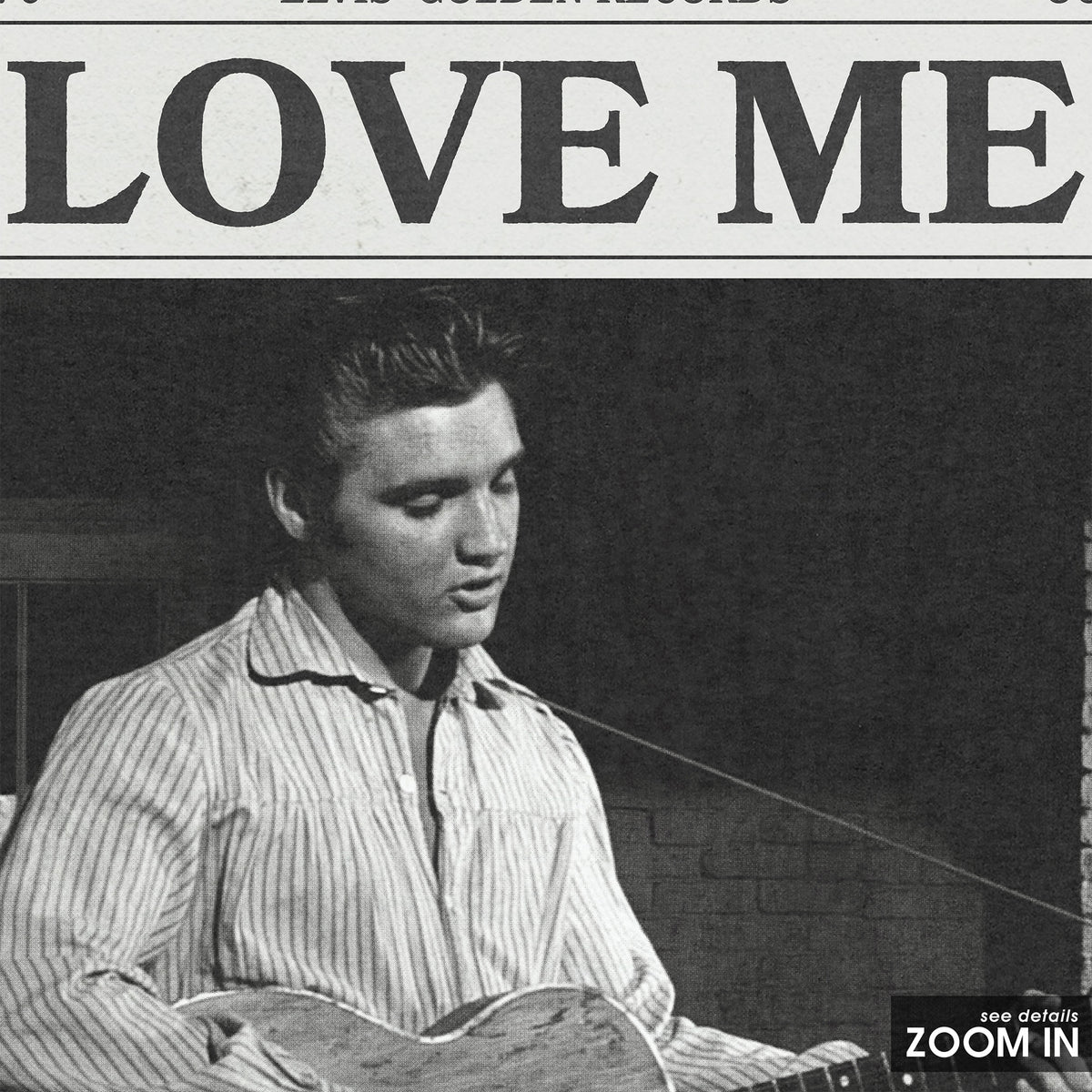 Elvis Presley Love Me newspaper poster — close-up detail