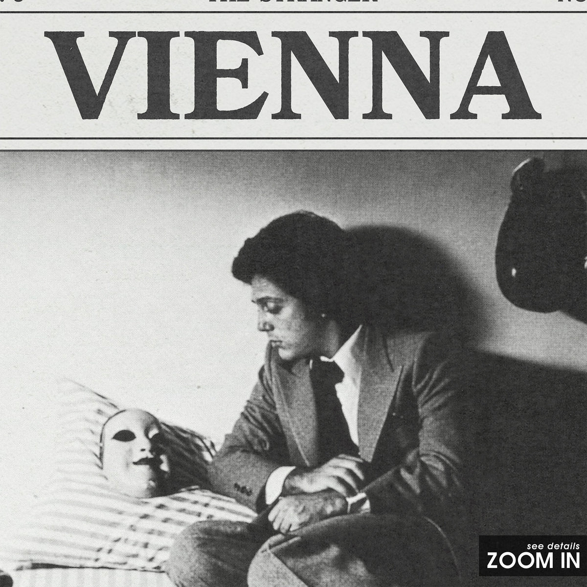 Billy Joel Vienna newspaper poster, Slow Down — close-up detail