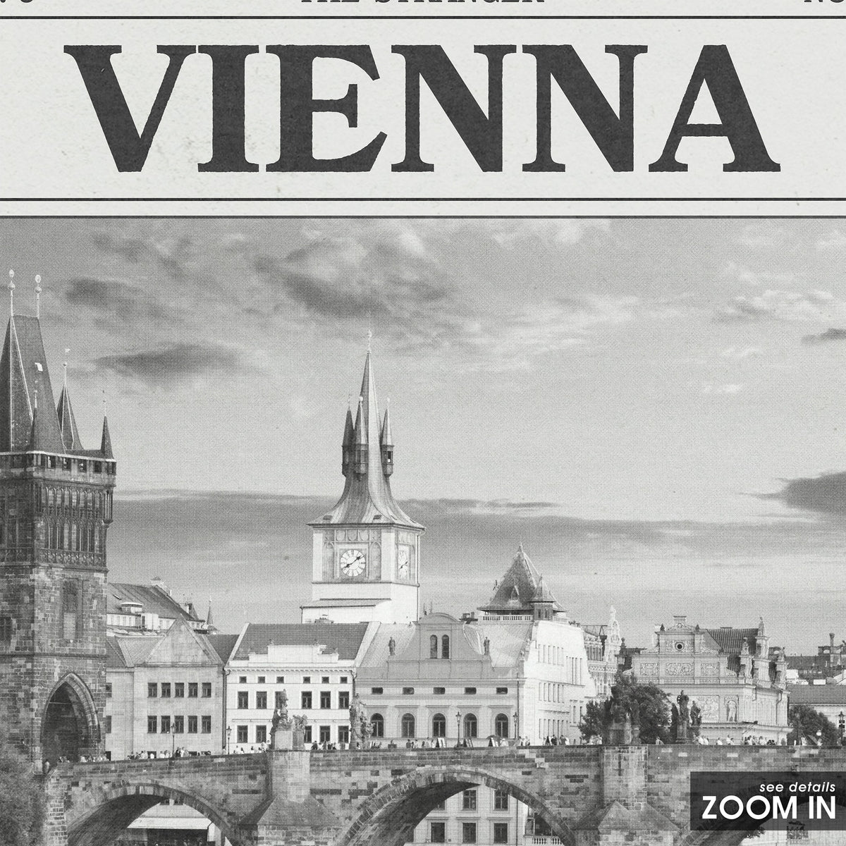 Billy Joel Vienna newspaper poster, Bridge — close-up detail