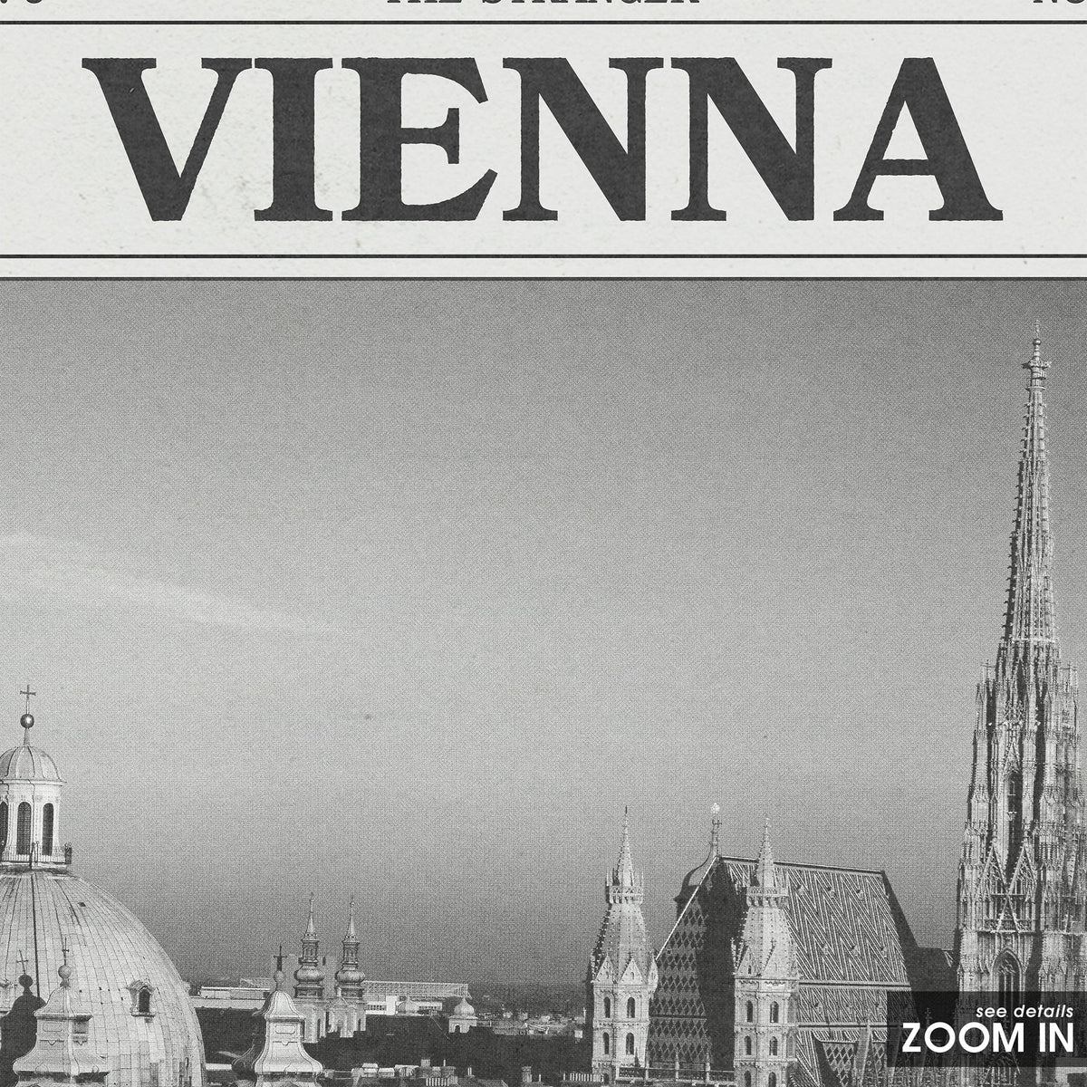 Billy Joel Vienna newspaper poster, Skyline — close-up detail