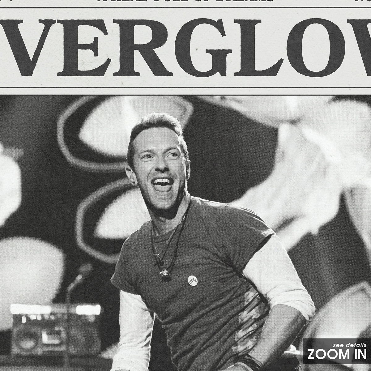 Coldplay Everglow newspaper poster — close-up detail