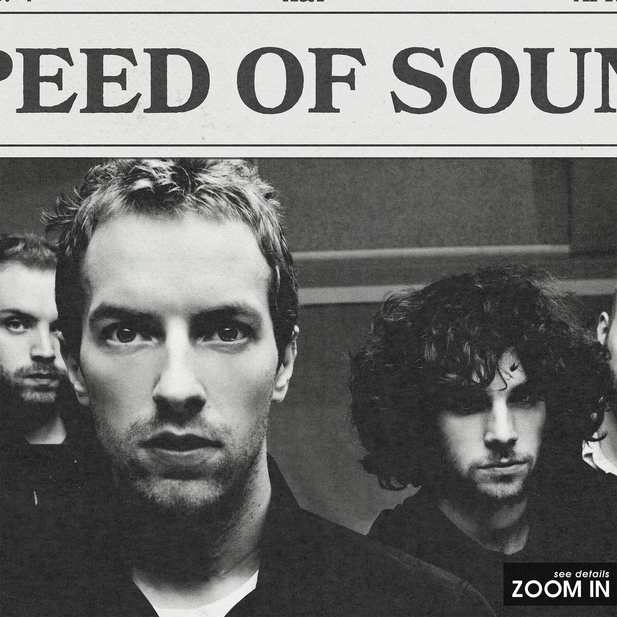 Coldplay Speed of Sound newspaper poster — close-up detail