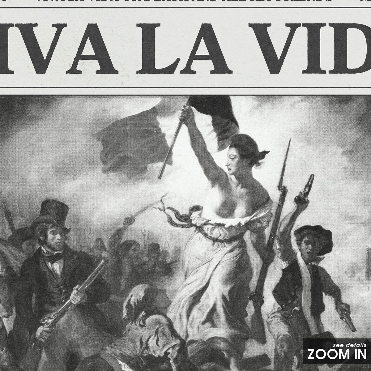 Coldplay Viva La Vida newspaper poster, Painting — close-up detail