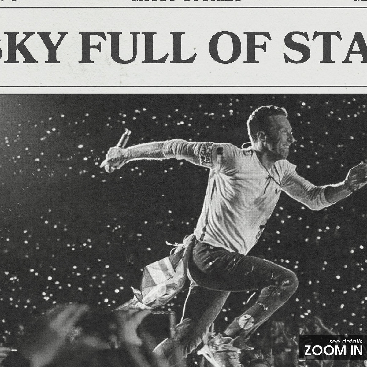 Coldplay A Sky Full of Stars newspaper poster — close-up detail