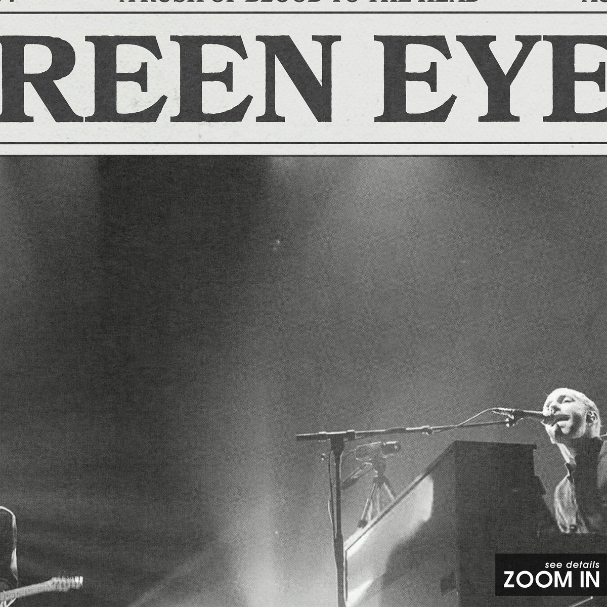 Coldplay Green Eyes newspaper poster — close-up detail