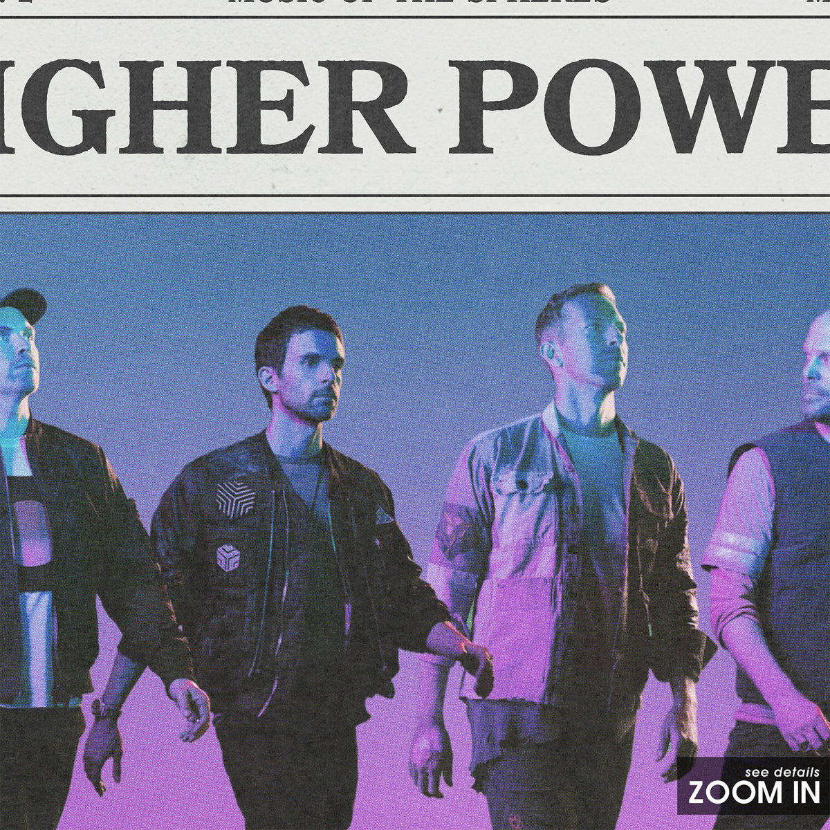 Coldplay Higher Power newspaper poster, Color Band — close-up detail