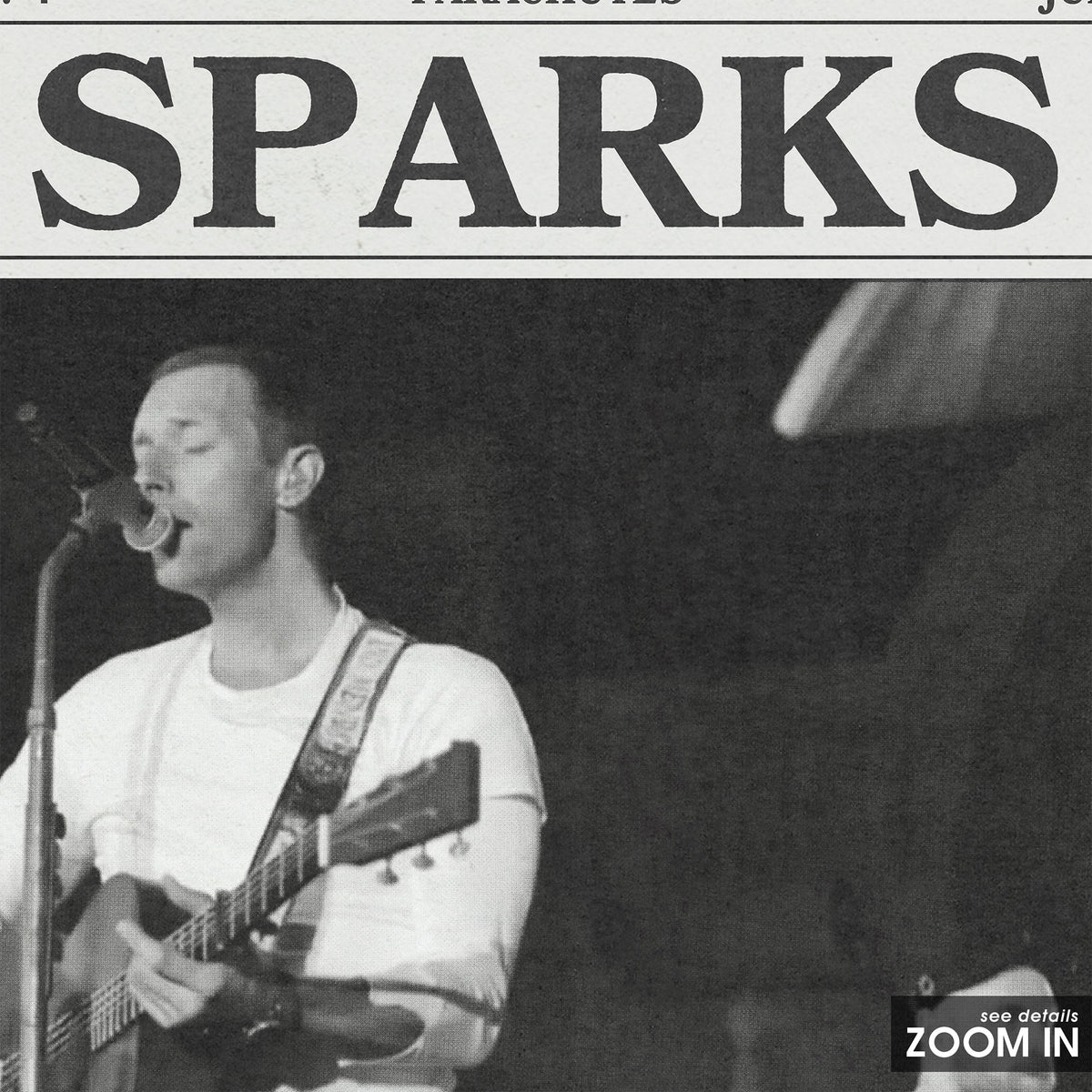Coldplay Sparks newspaper poster — close-up detail