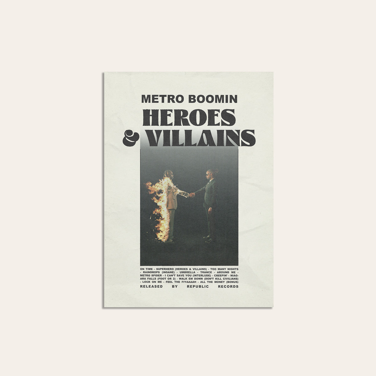 Metro Boomin Heroes & Villains newspaper poster — unframed print