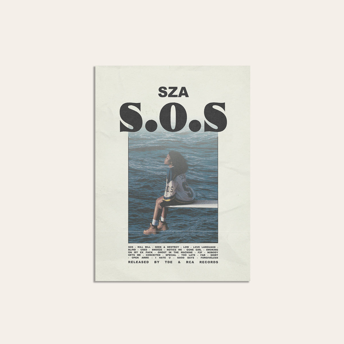 SZA SOS newspaper poster, Headline — unframed print