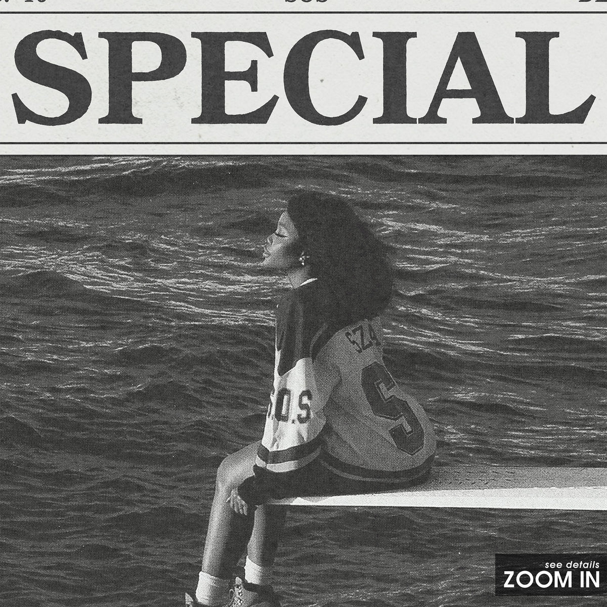 SZA Special newspaper poster — close-up detail