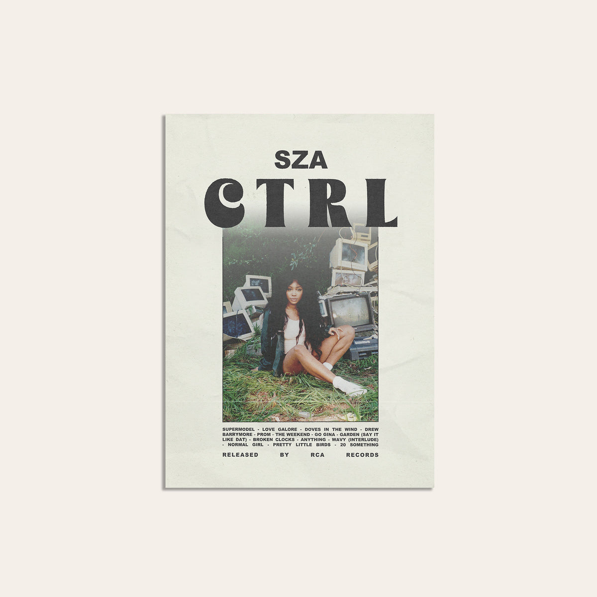 SZA Ctrl newspaper poster, Full Scene — unframed print