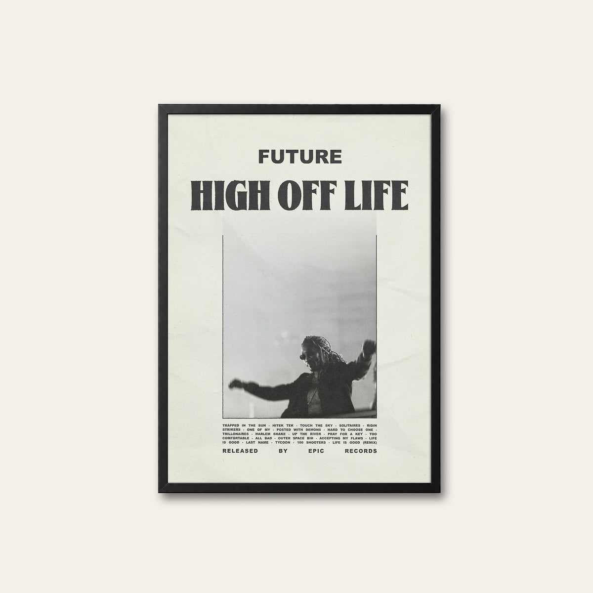 Future High Off Life newspaper poster — black frame